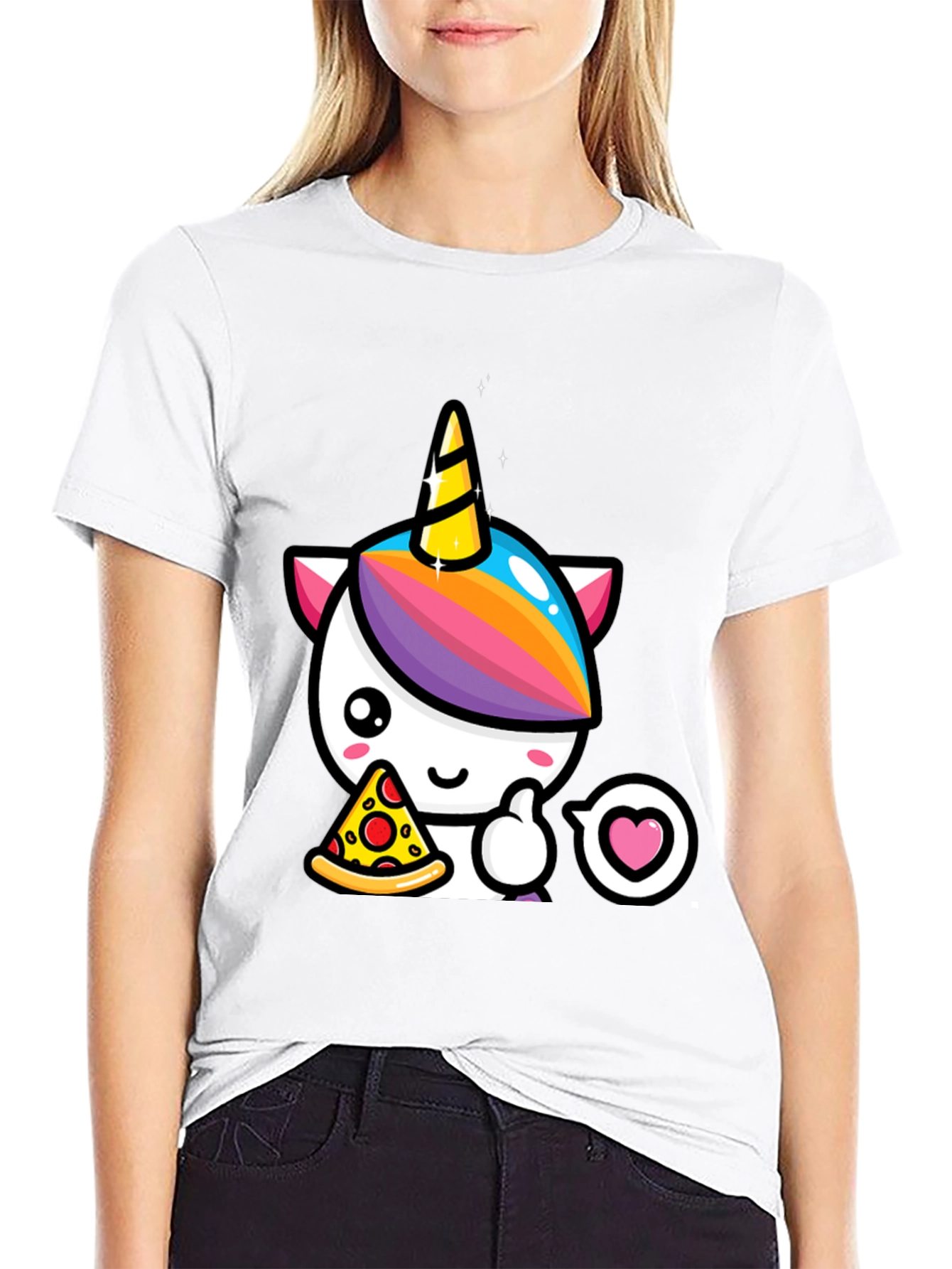 Unicorn Pizza Lover Black T-Shirt