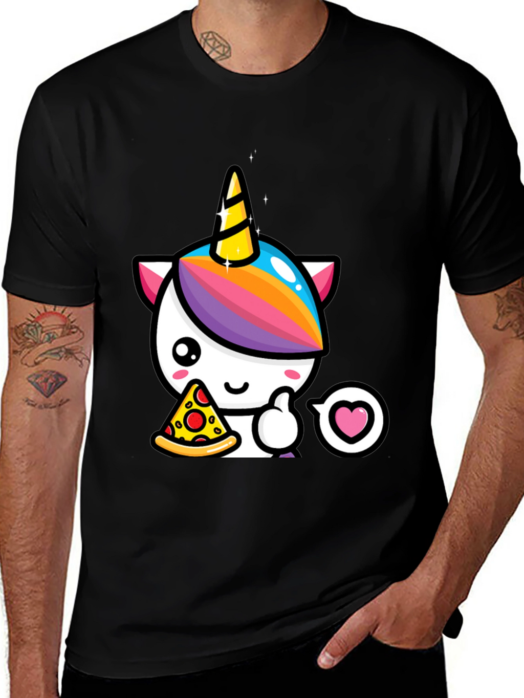 Unicorn Pizza Lover Black T-Shirt