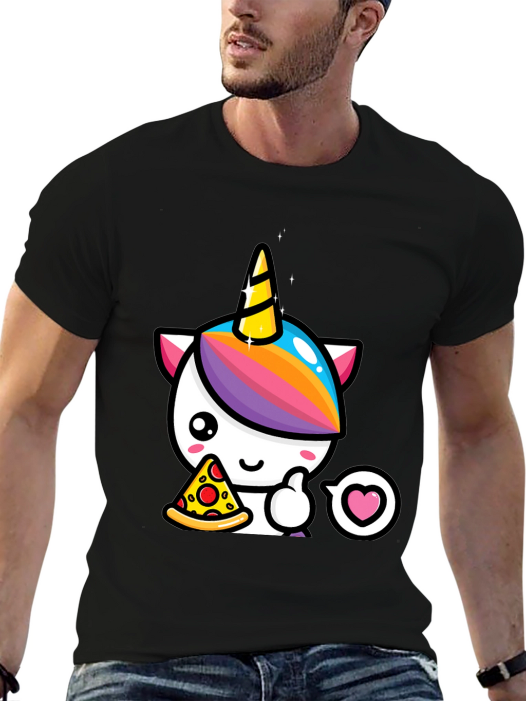 Unicorn Pizza Lover Black T-Shirt