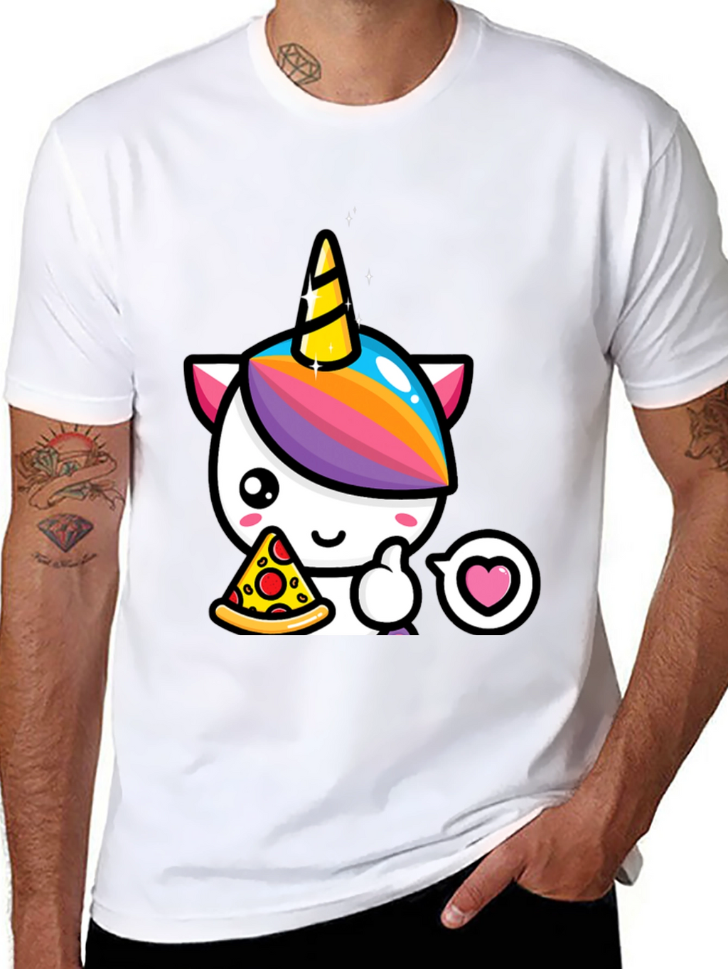 Unicorn Pizza Lover Black T-Shirt