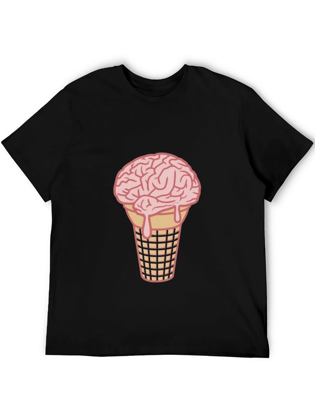 Brain Ice Cream Cone Graphic Tee - Black
