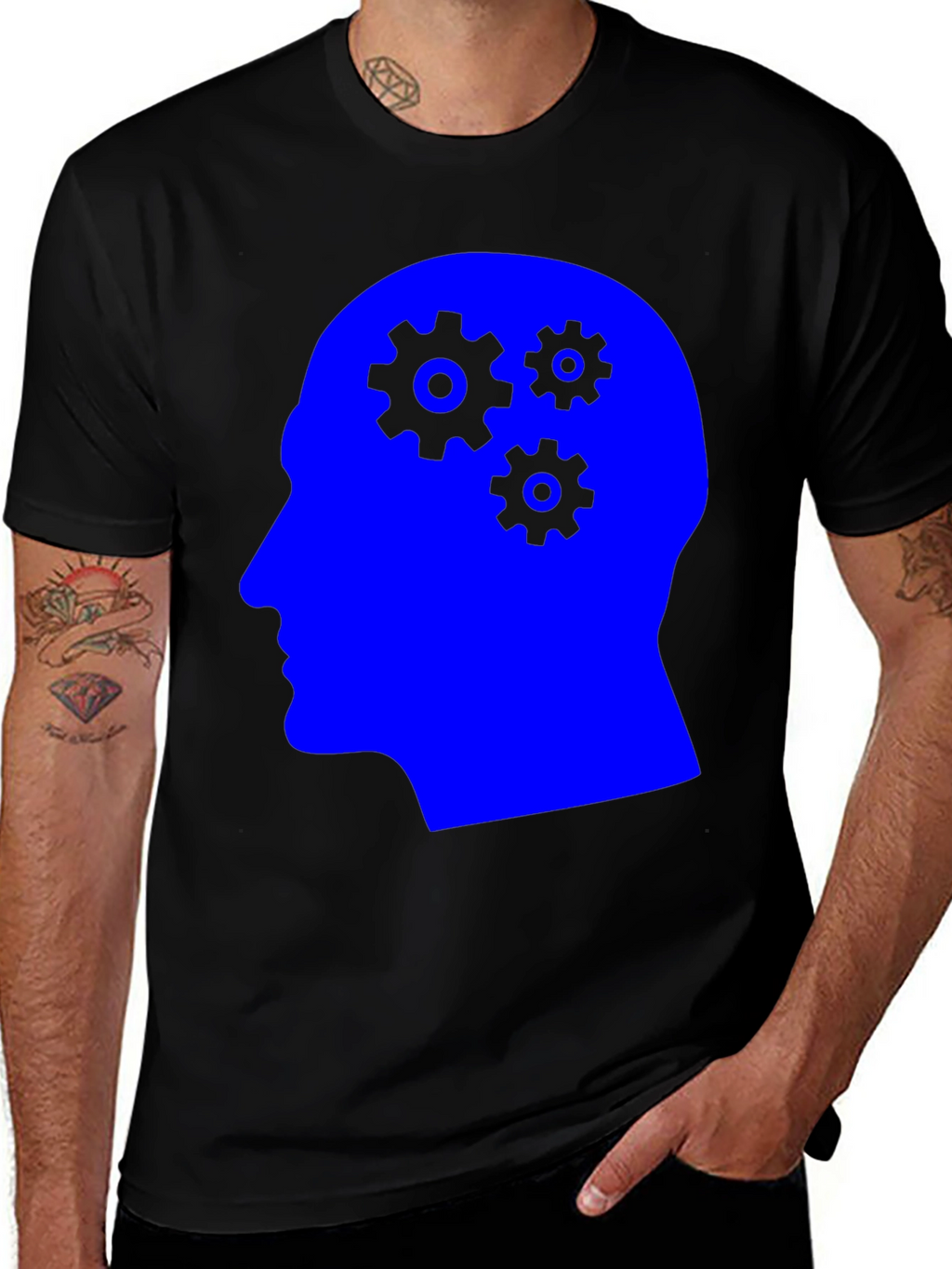 Thinking Gears Graphic Tee - Black Cotton T-Shirt