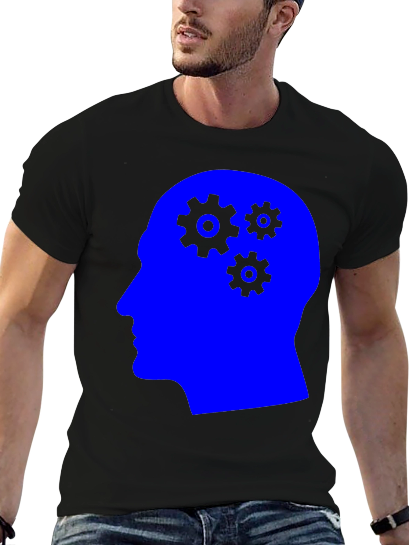 Thinking Gears Graphic Tee - Black Cotton T-Shirt