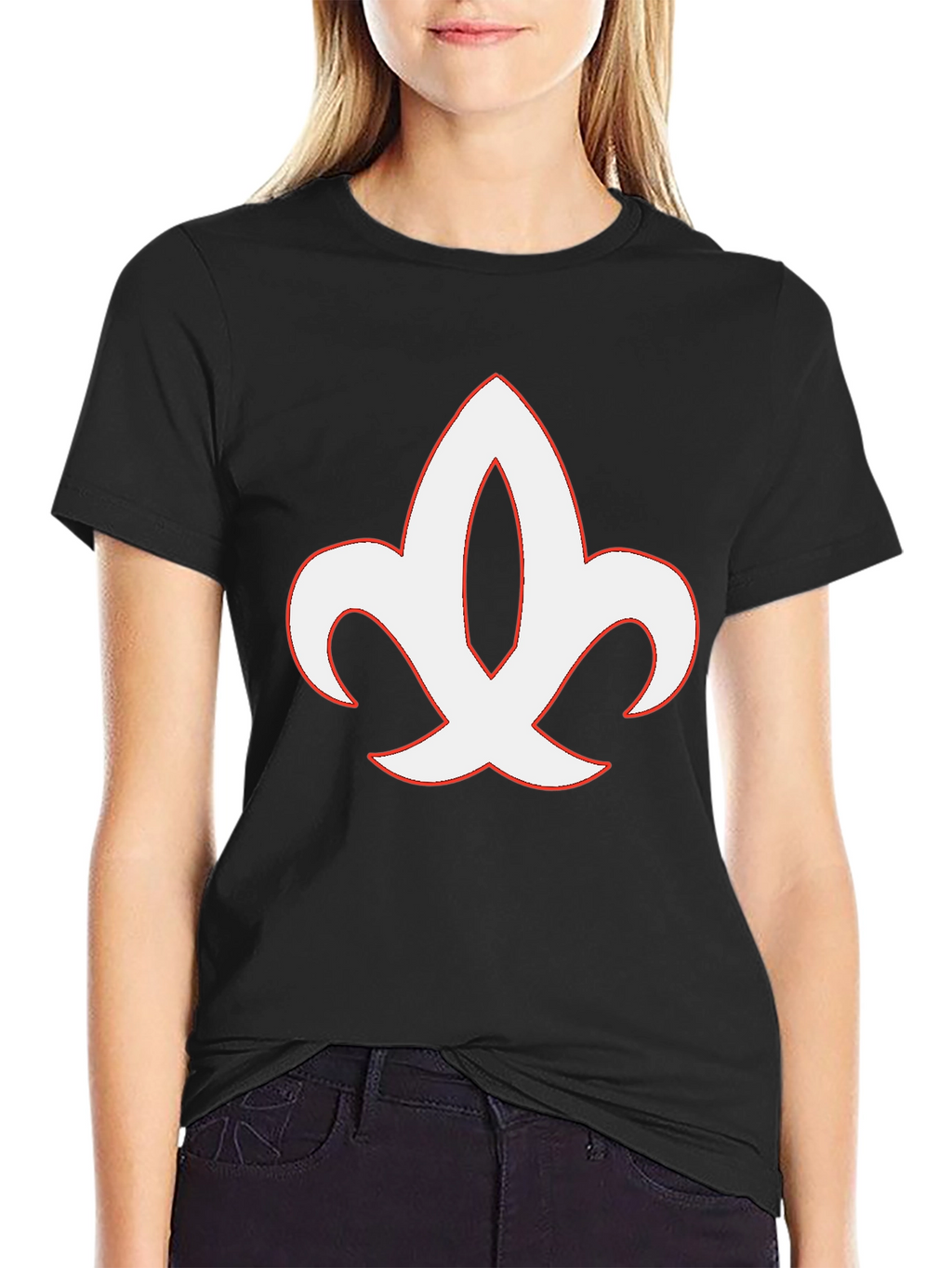 Black T-Shirt with Fleur-de-lis Graphic