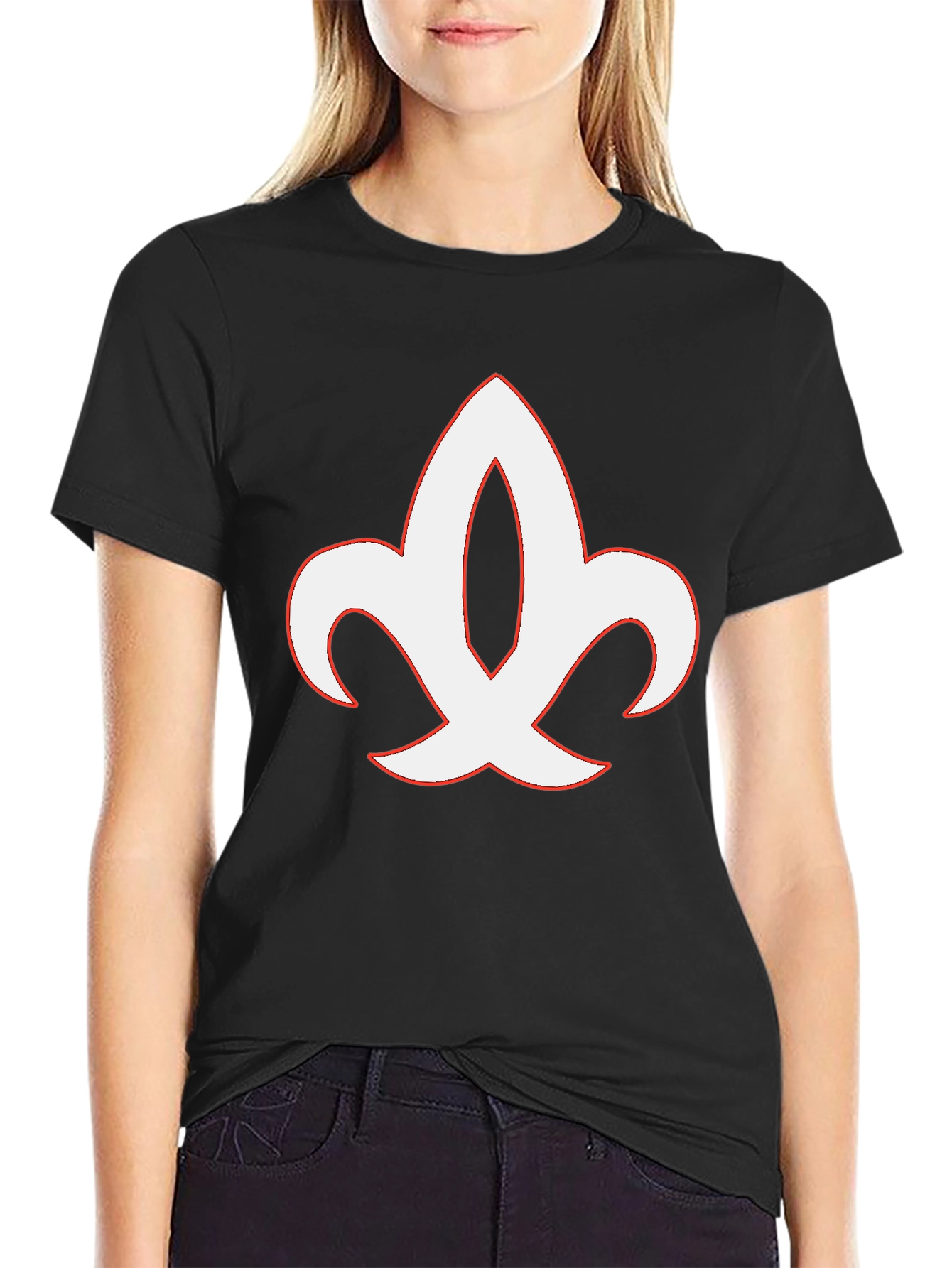 Black T-Shirt with Fleur-de-lis Graphic