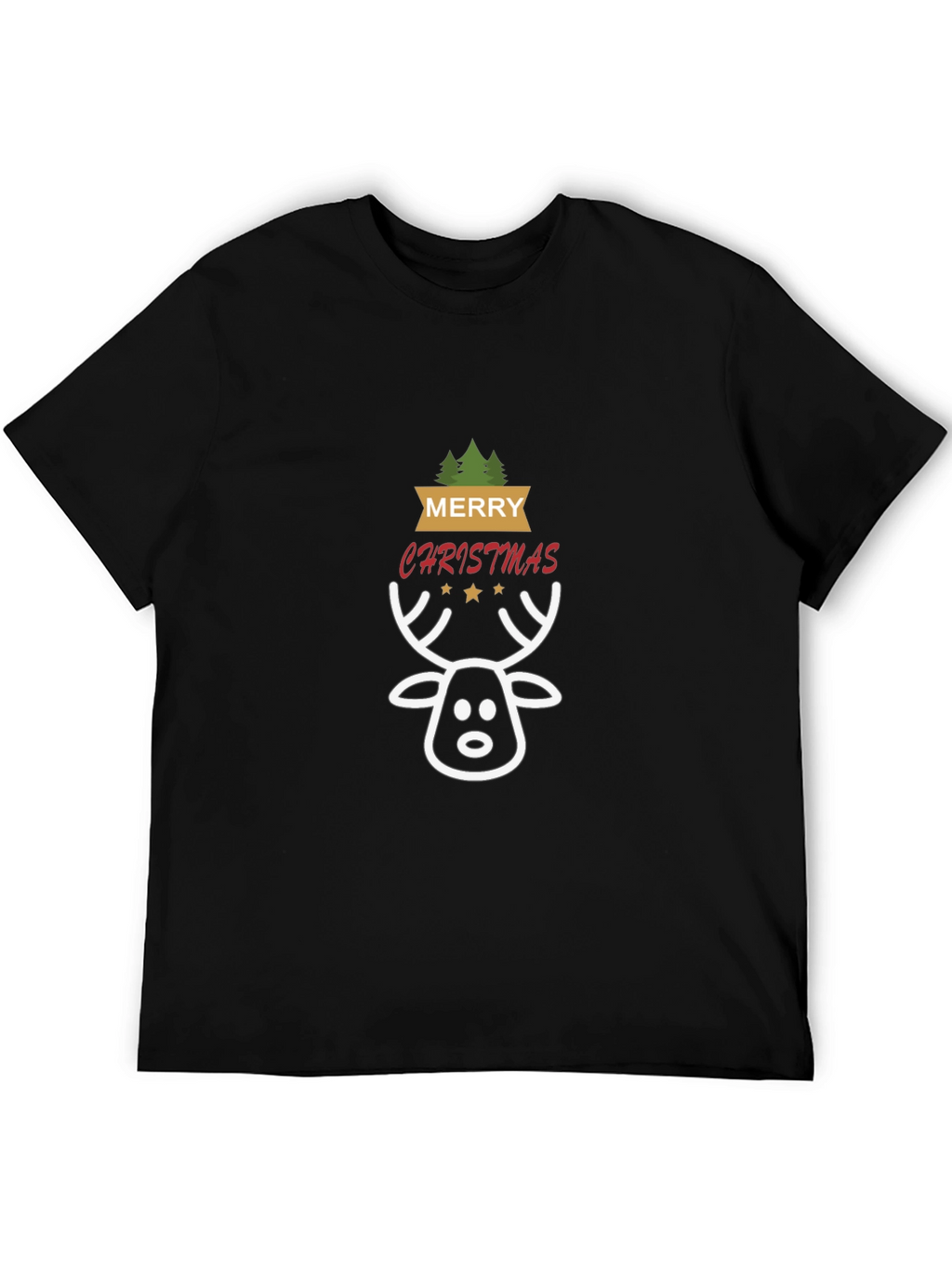 Merry Christmas Reindeer Graphic Tee - Holiday Cheer