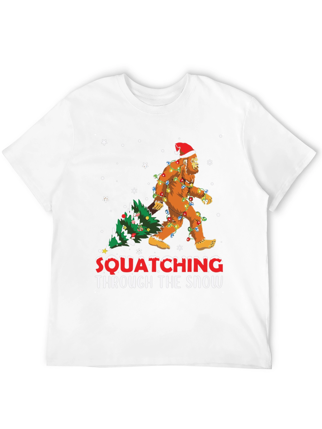 Squatching Through The Snow T-Shirt Bigfoot Christmas