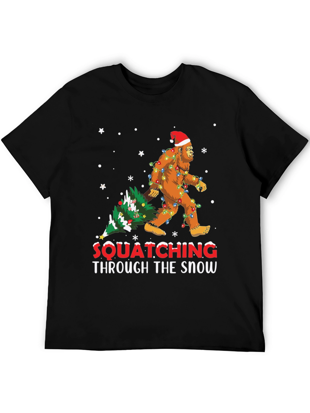 Squatching Through The Snow T-Shirt Bigfoot Christmas
