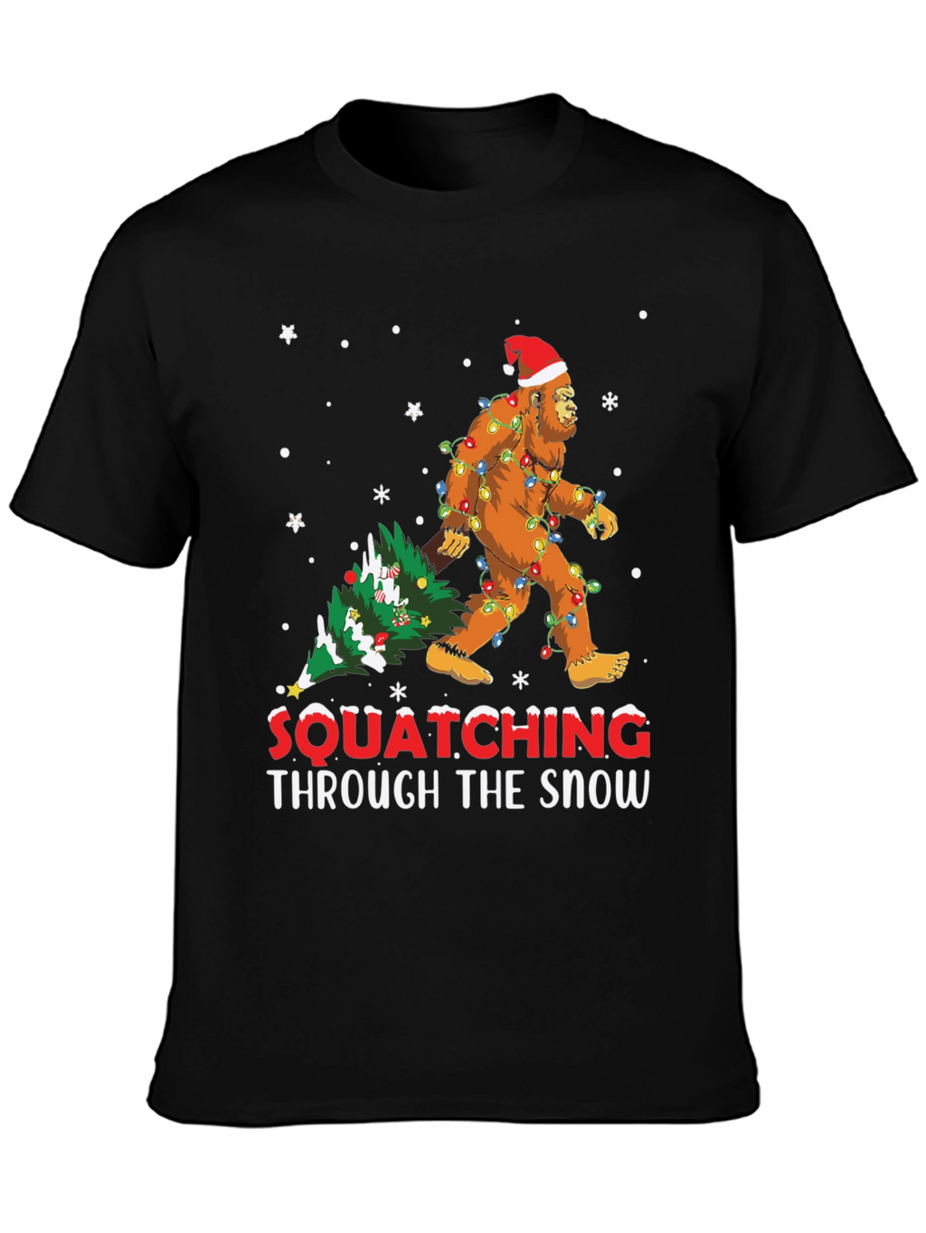 Squatching Through The Snow T-Shirt Bigfoot Christmas
