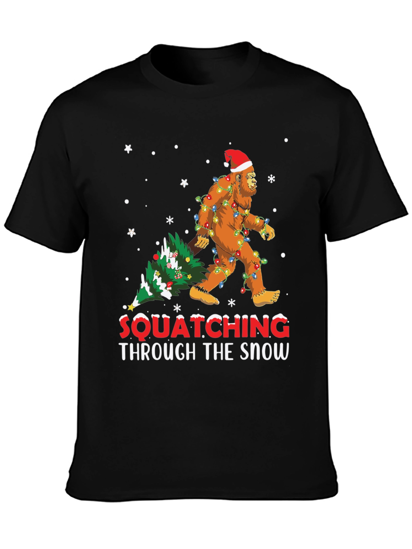 Squatching Through The Snow T-Shirt Bigfoot Christmas