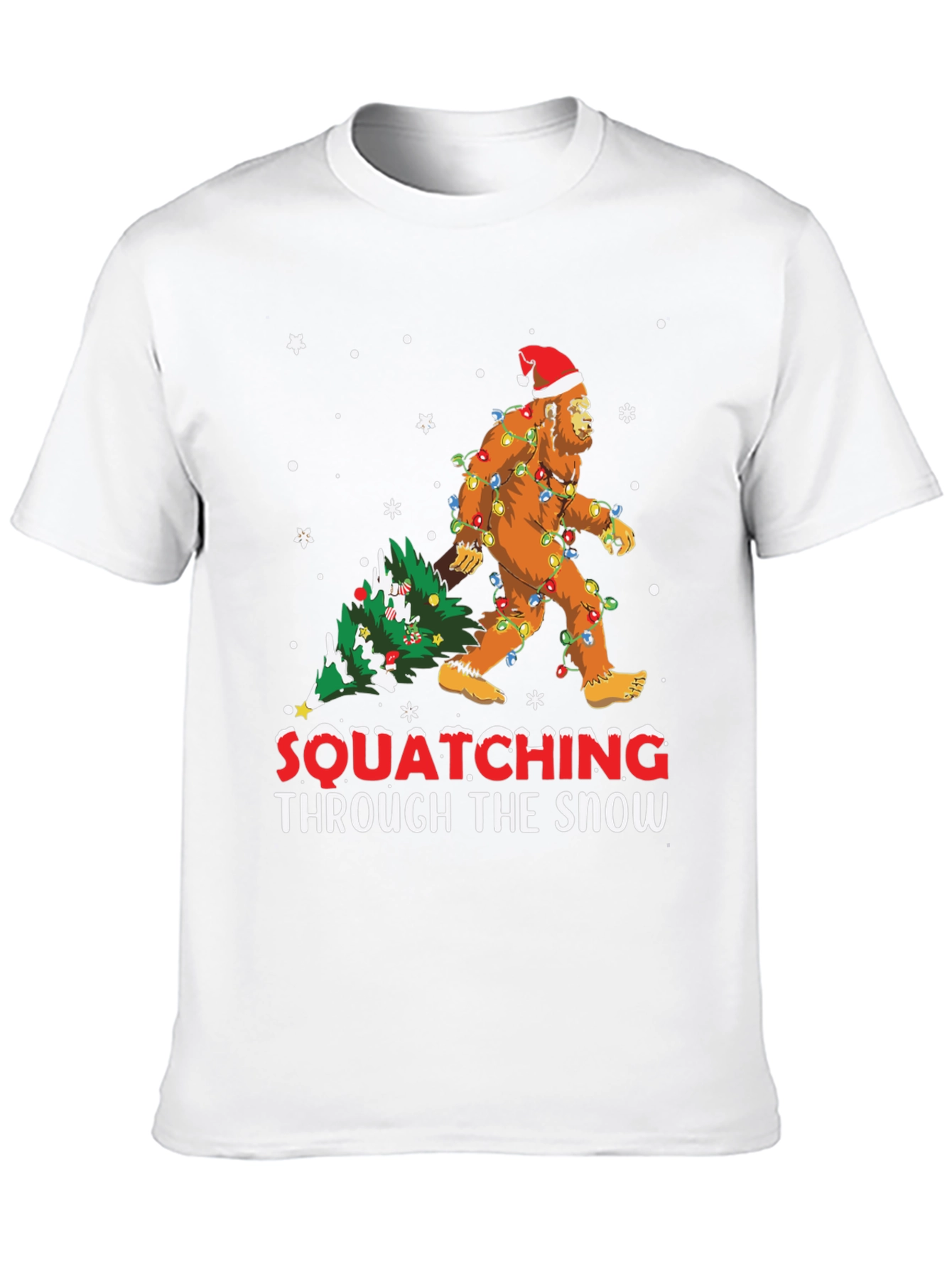 Squatching Through The Snow T-Shirt Bigfoot Christmas