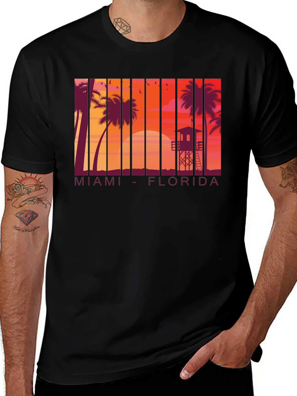 Miami Florida Sunset Graphic T-Shirt
