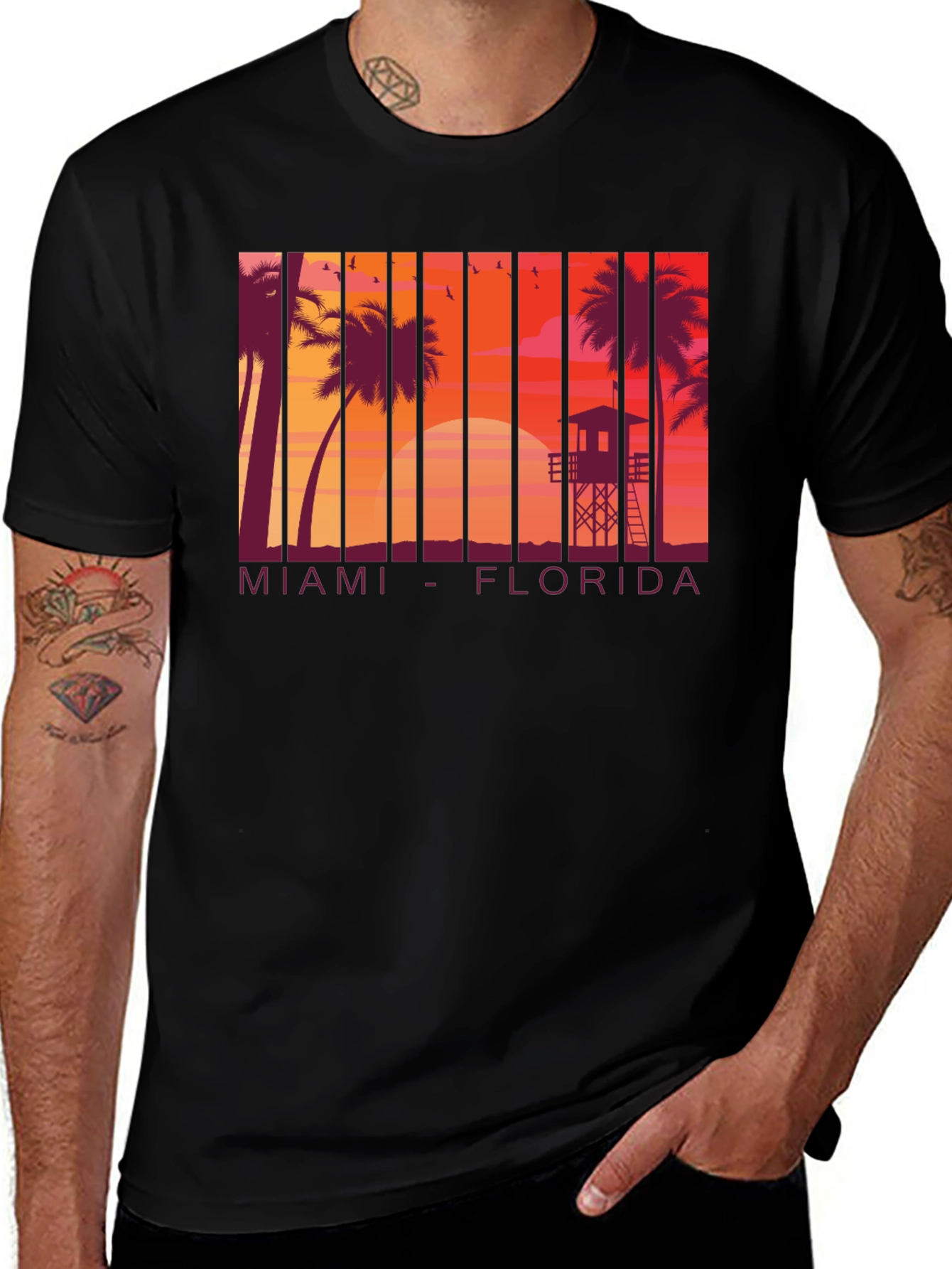 Miami Florida Sunset Graphic T-Shirt