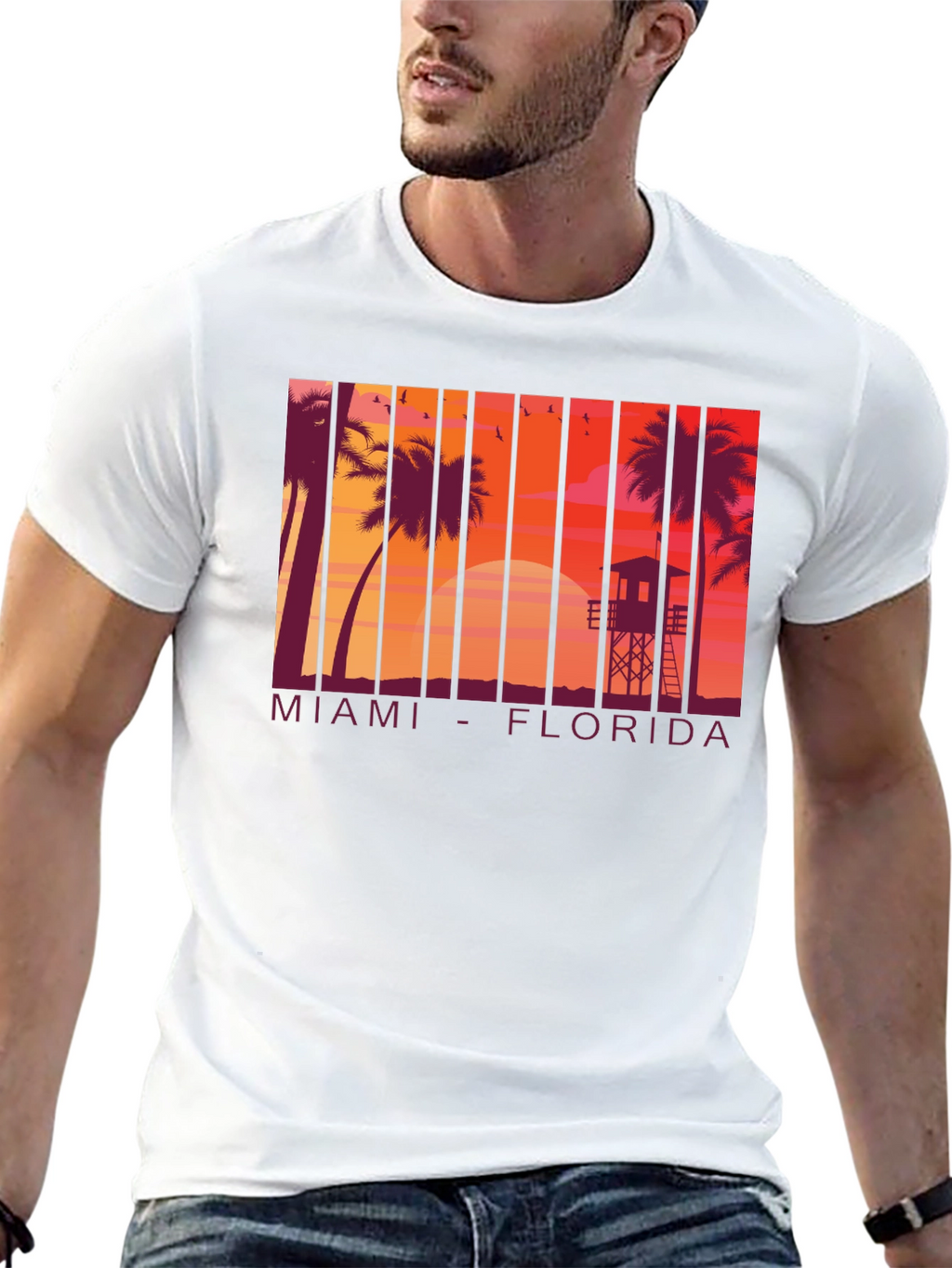 Miami Florida Sunset Graphic T-Shirt