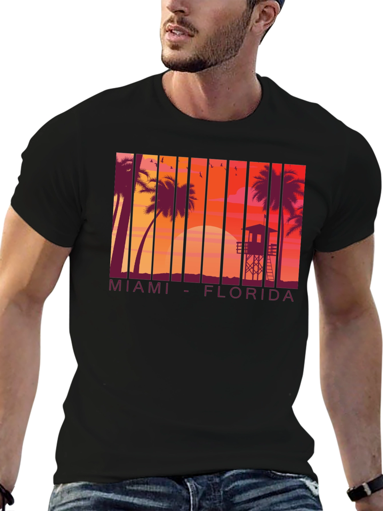 Miami Florida Sunset Graphic T-Shirt
