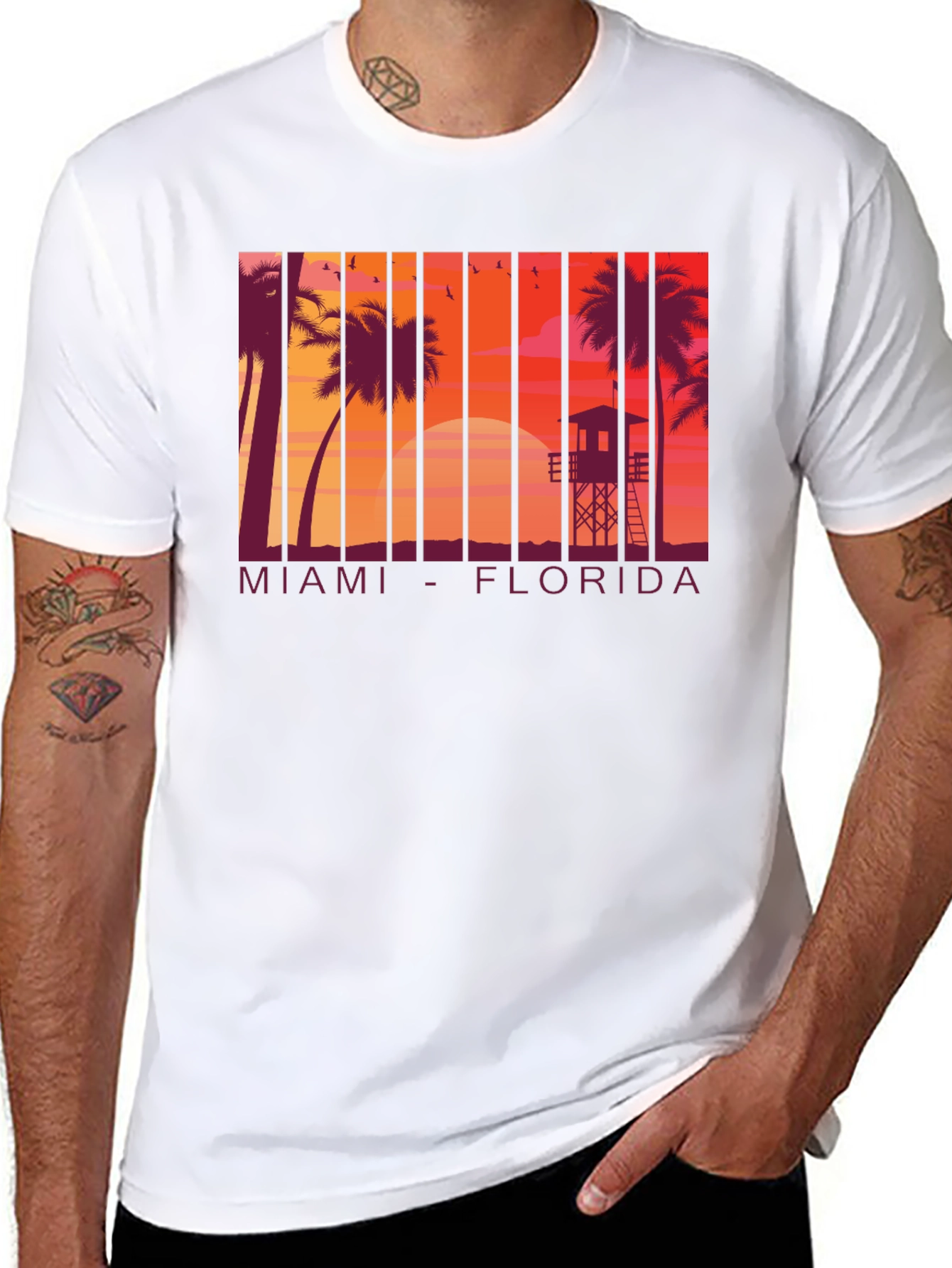 Miami Florida Sunset Graphic T-Shirt