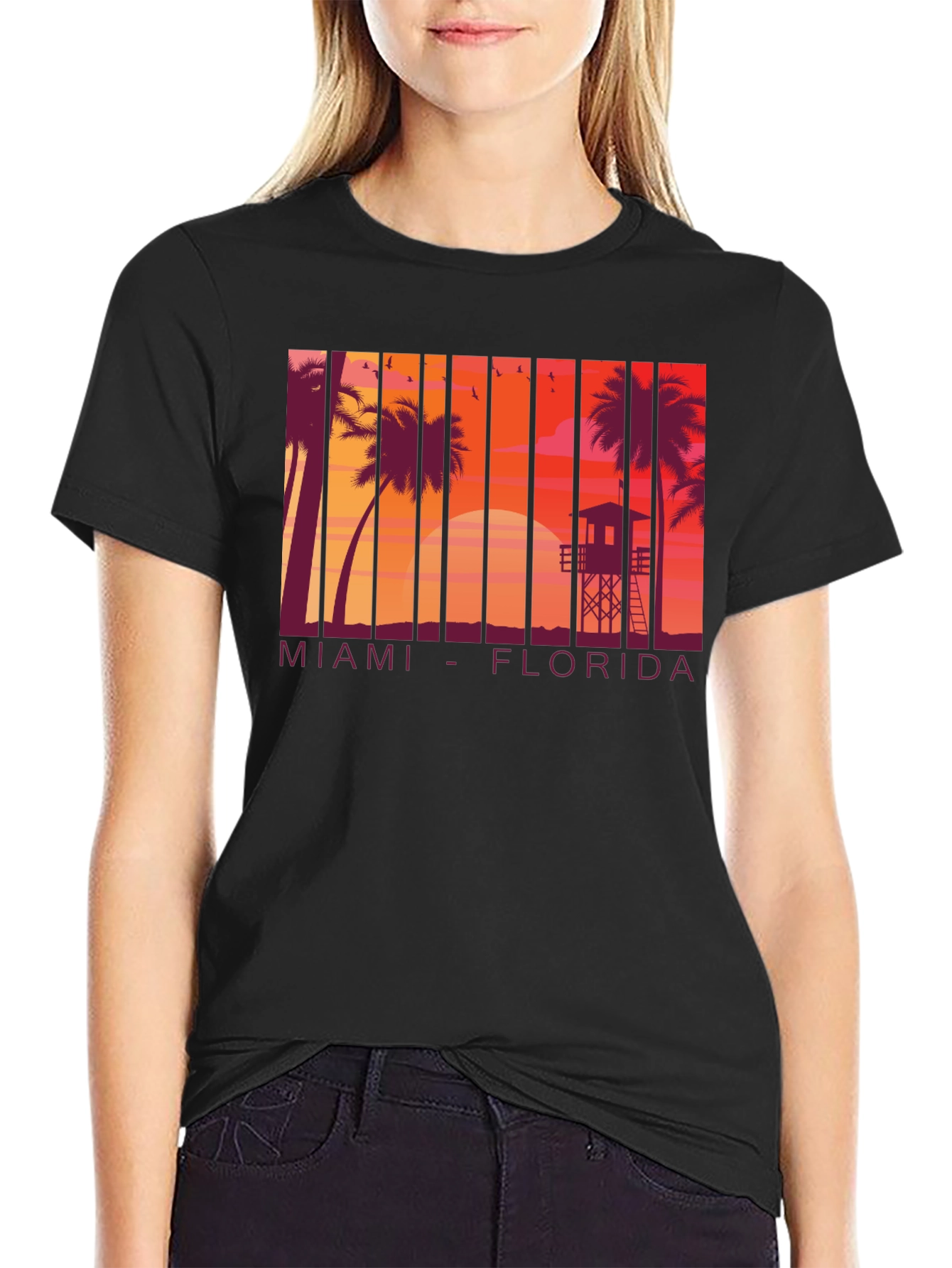 Miami Florida Sunset Graphic T-Shirt