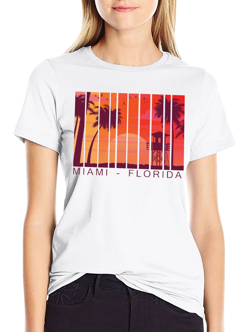 Miami Florida Sunset Graphic T-Shirt