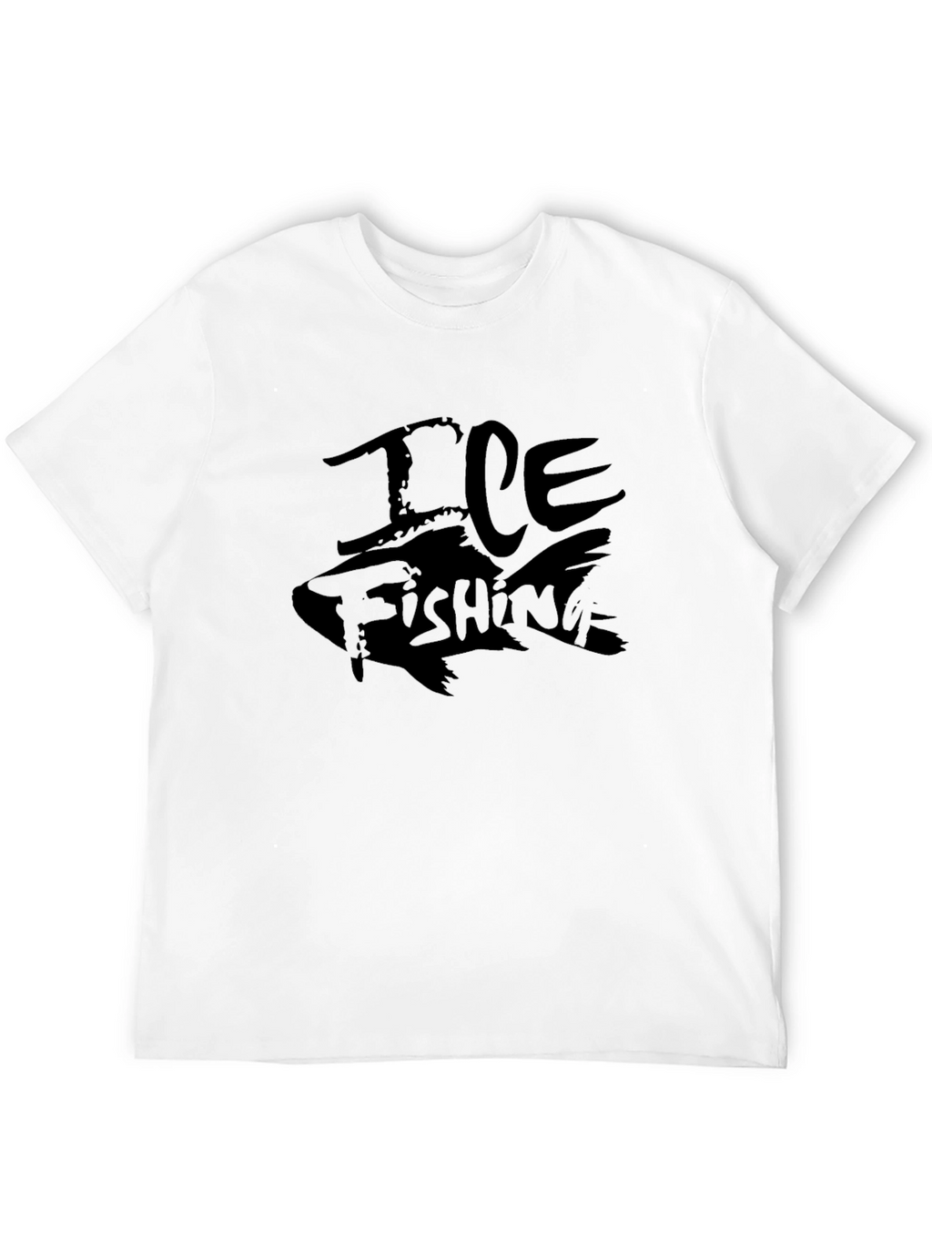 Ice Fishing Graphic Tee - Black Cotton T-Shirt