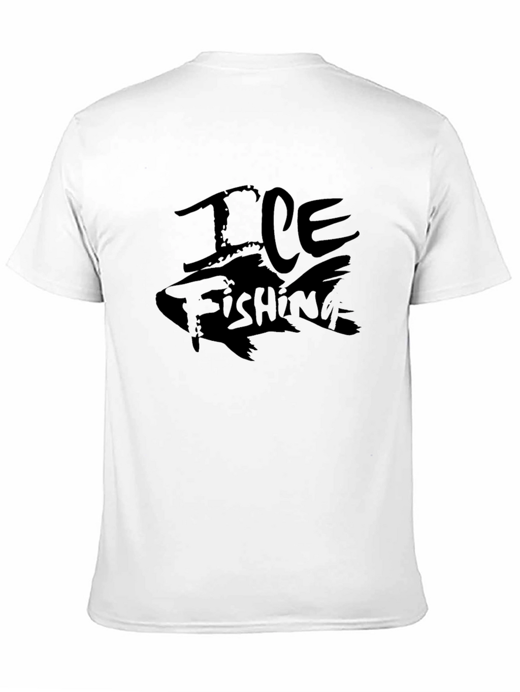 Ice Fishing Graphic Tee - Black Cotton T-Shirt