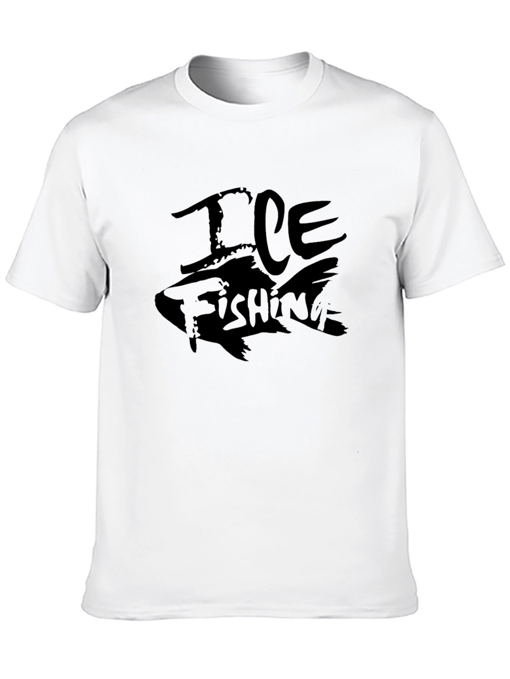 Ice Fishing Graphic Tee - Black Cotton T-Shirt