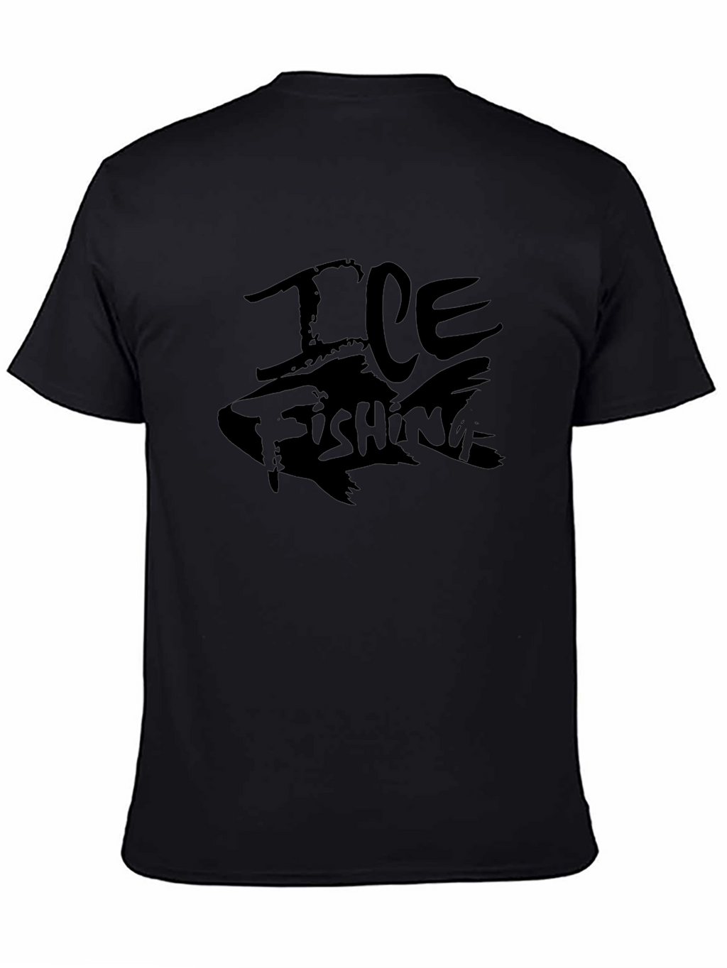Ice Fishing Graphic Tee - Black Cotton T-Shirt