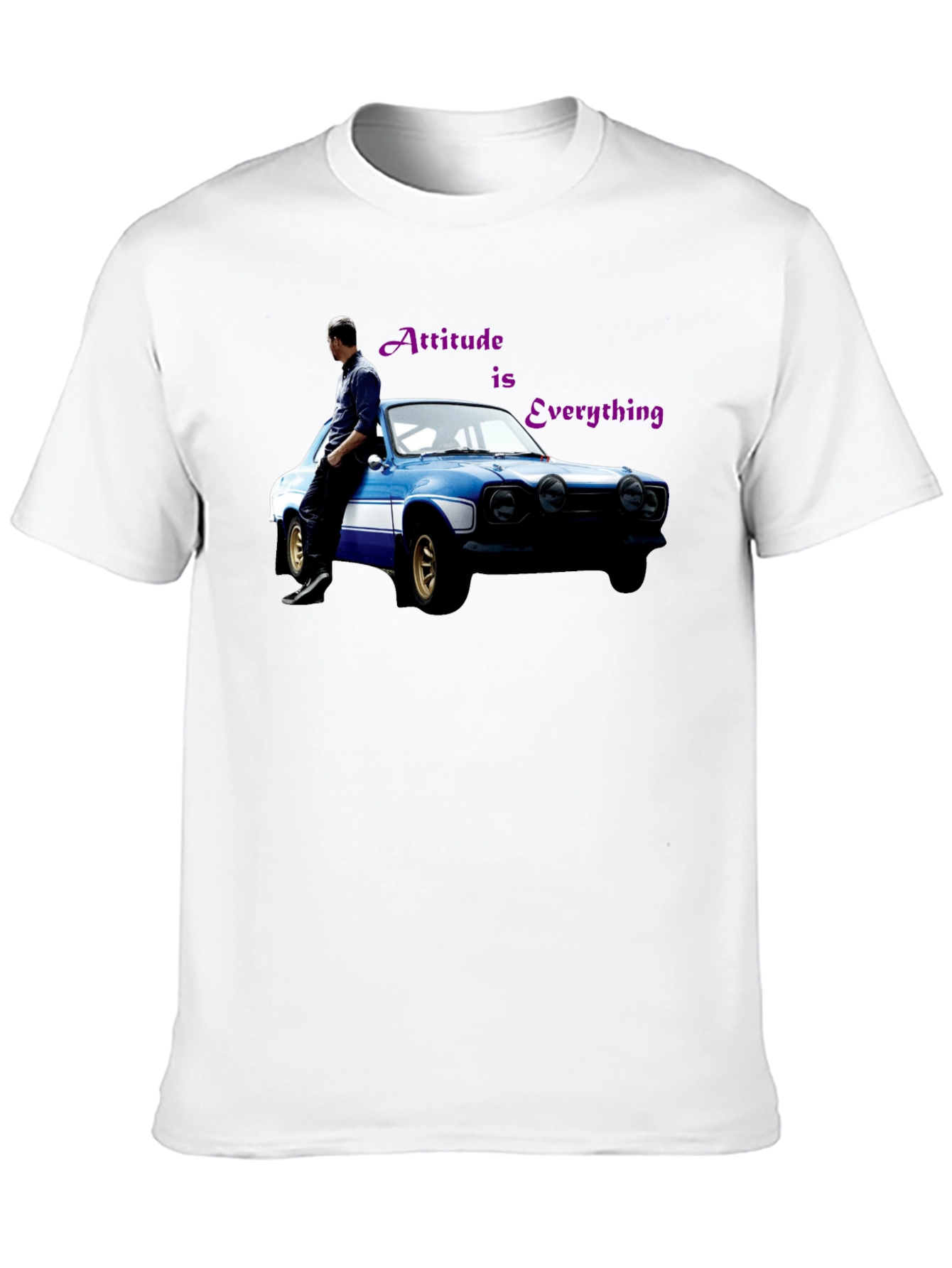 Attitude is Everything Black T-Shirt with Car Graphic