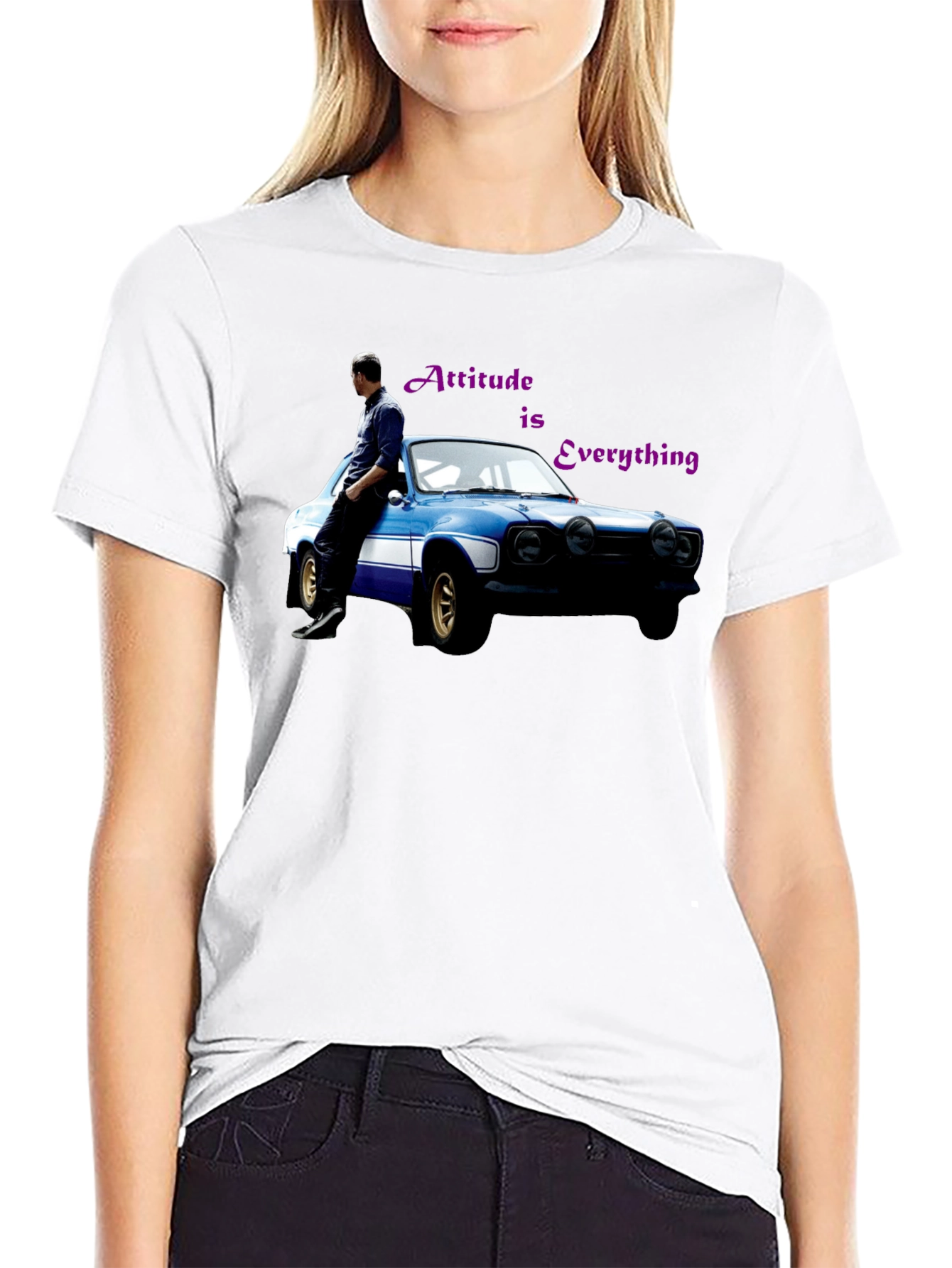 Attitude is Everything Black T-Shirt with Car Graphic