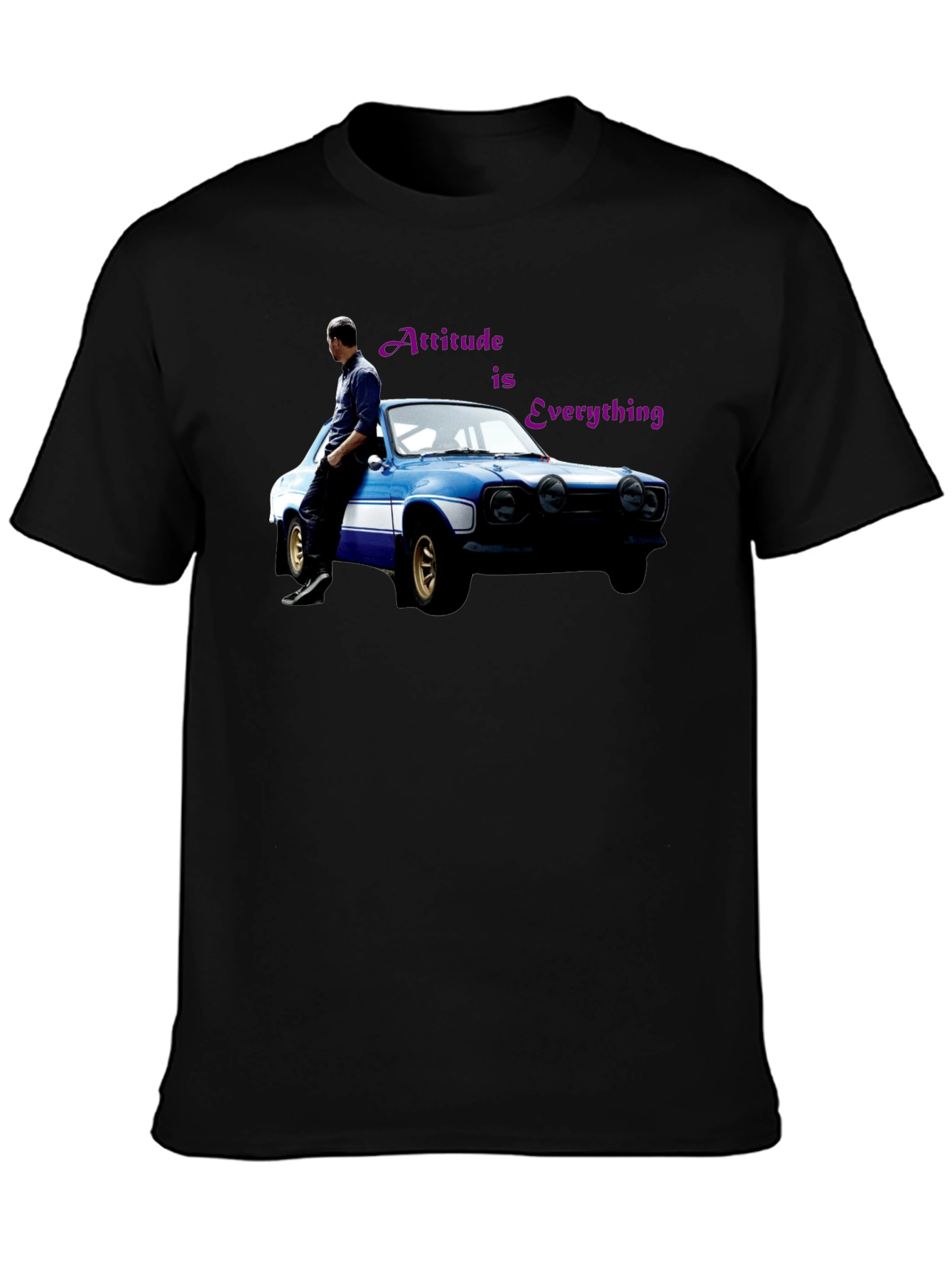 Attitude is Everything Black T-Shirt with Car Graphic