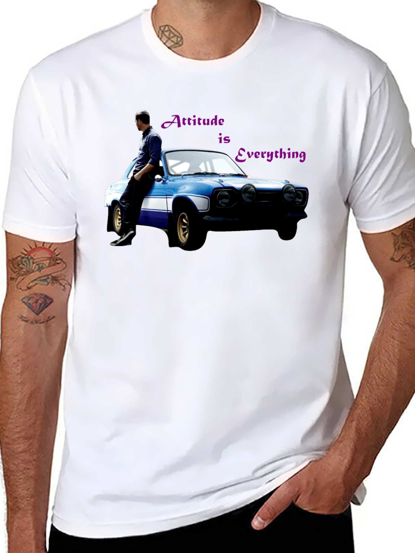 Attitude is Everything Black T-Shirt with Car Graphic