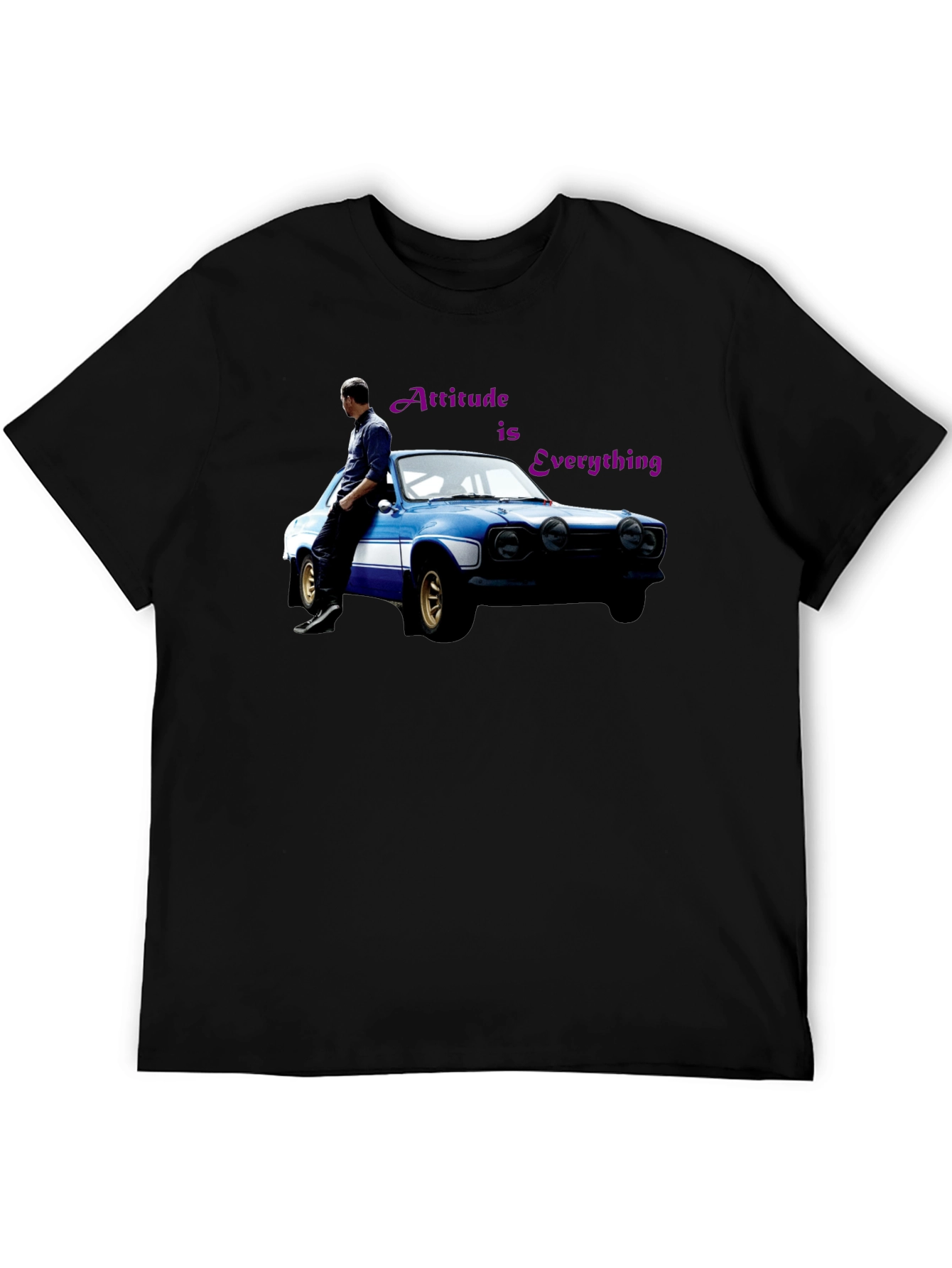 Attitude is Everything Black T-Shirt with Car Graphic