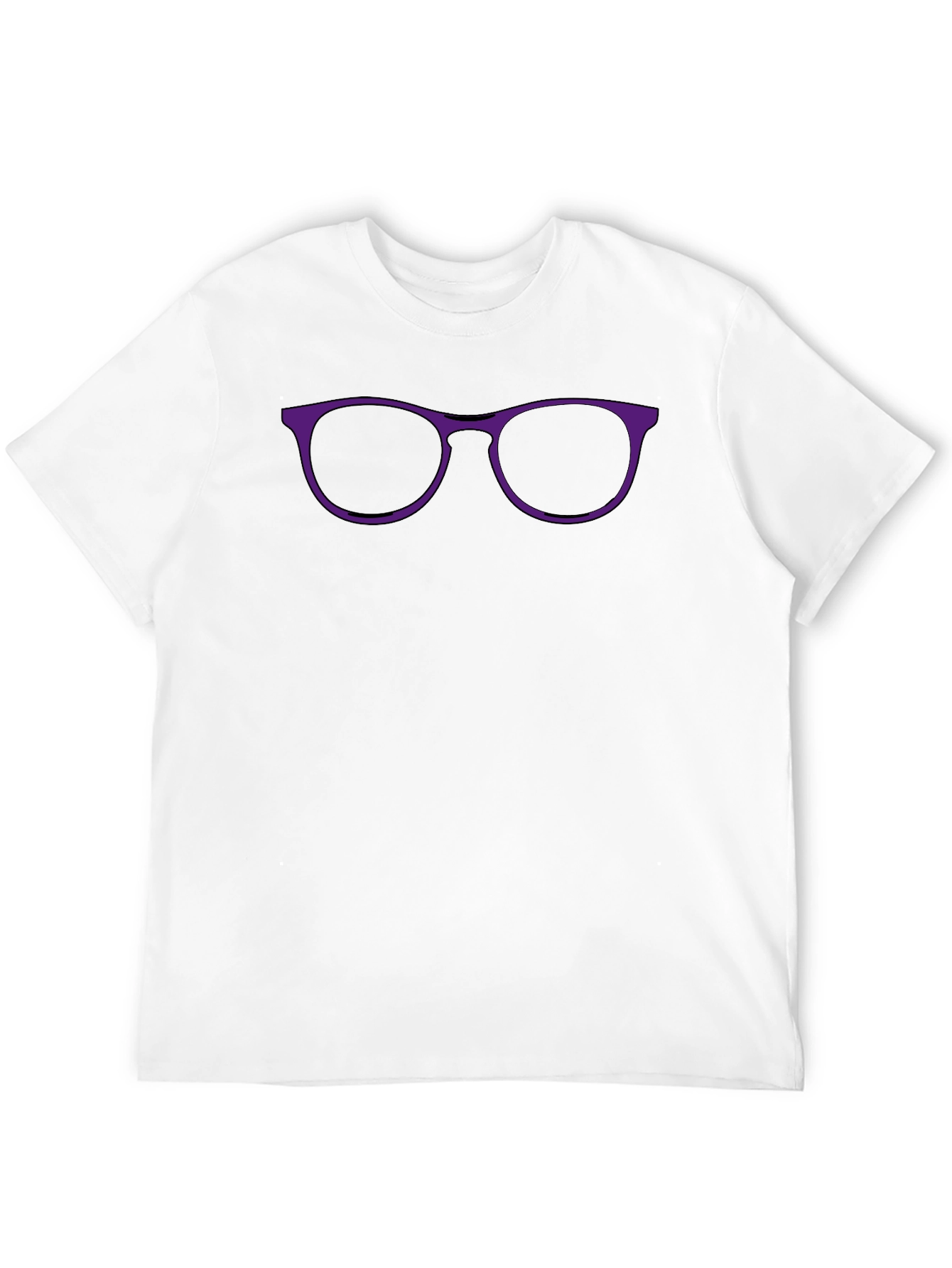 Black T-Shirt with Purple Glasses Graphic