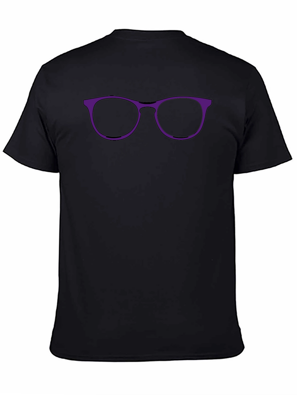 Black T-Shirt with Purple Glasses Graphic