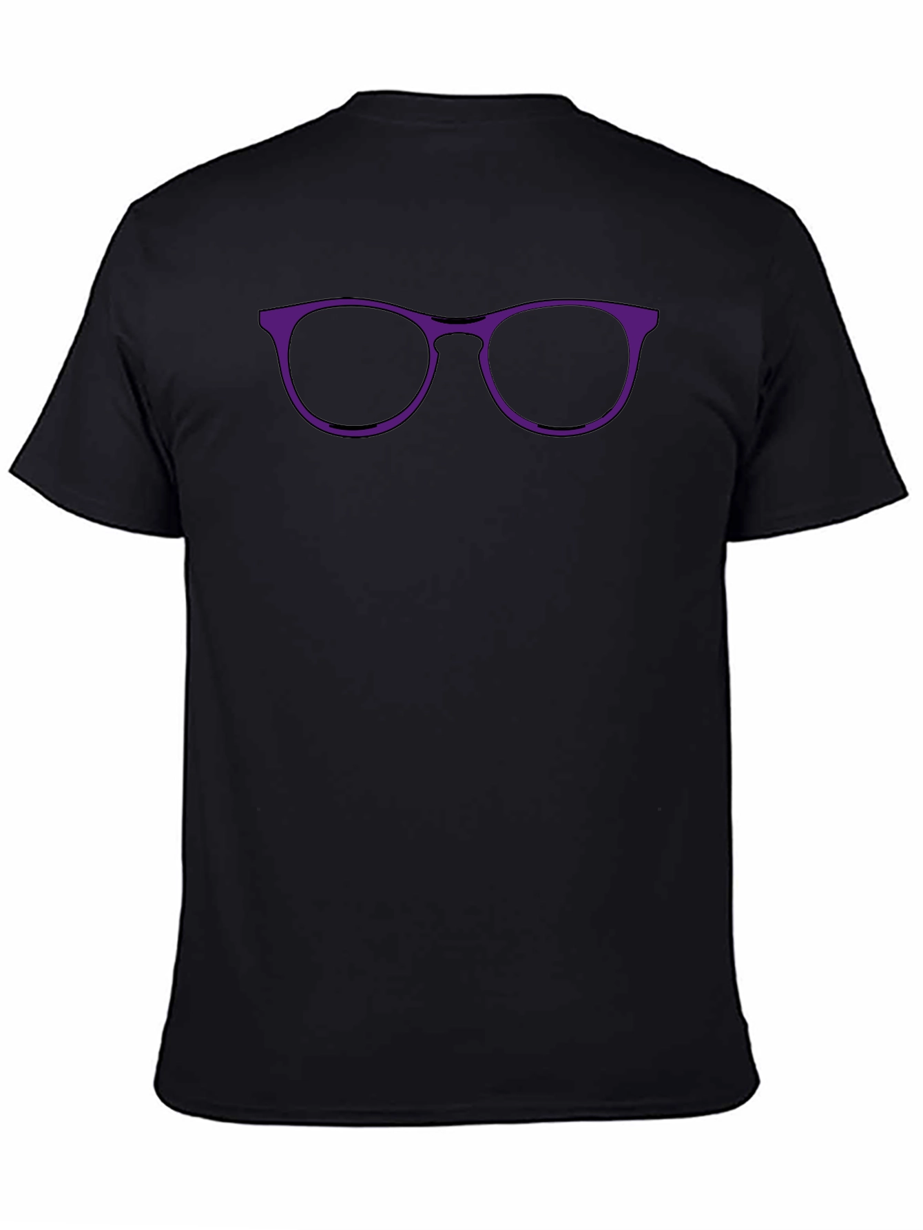 Black T-Shirt with Purple Glasses Graphic