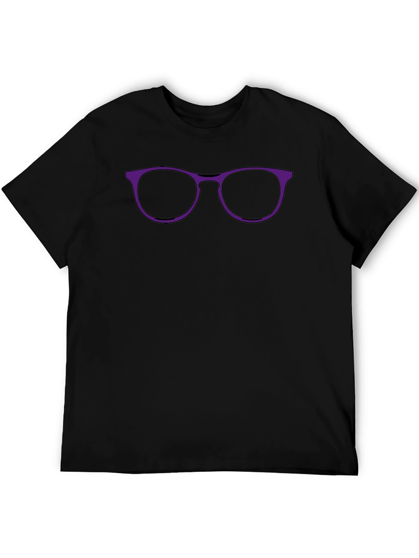 Black T-Shirt with Purple Glasses Graphic