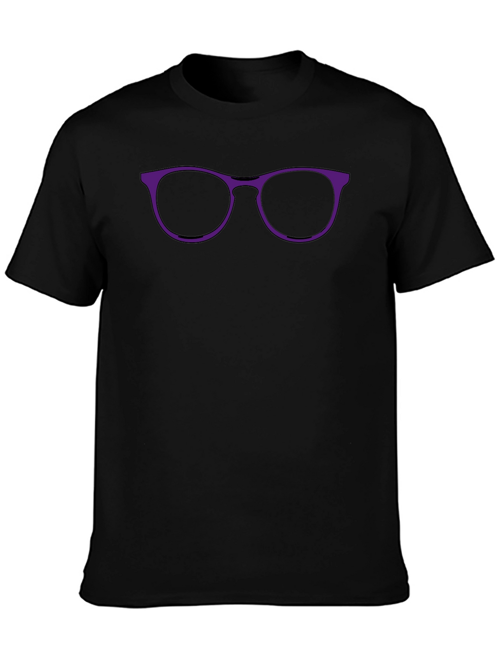 Black T-Shirt with Purple Glasses Graphic