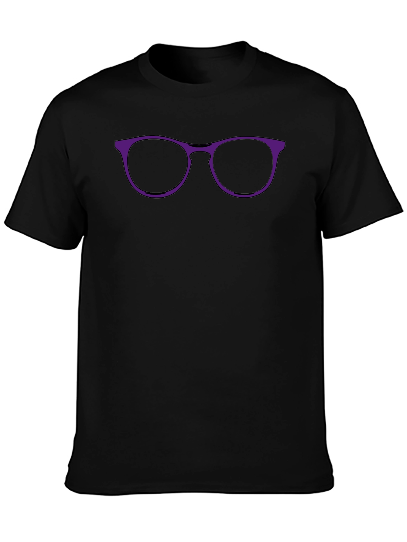 Black T-Shirt with Purple Glasses Graphic