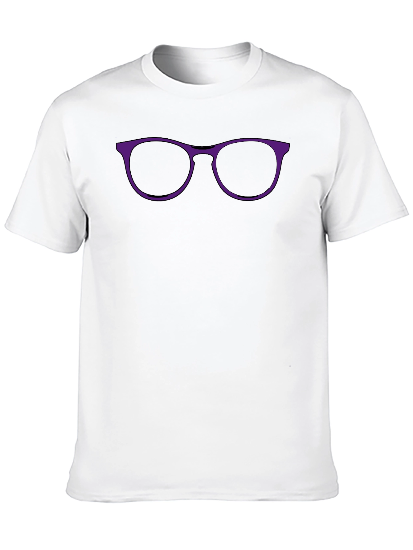 Black T-Shirt with Purple Glasses Graphic