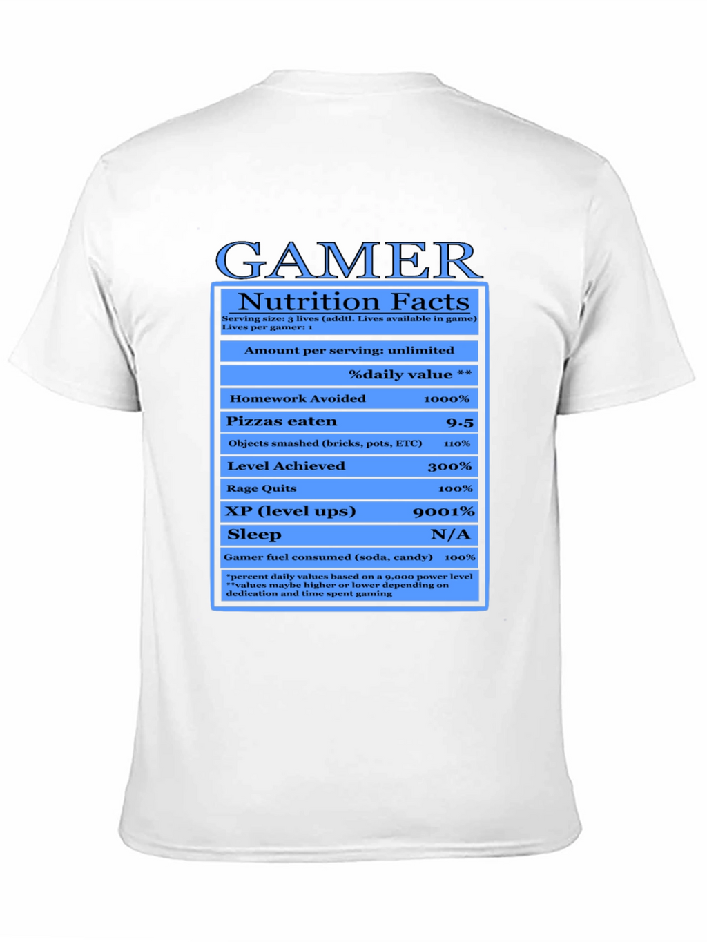 Gamer Nutrition Facts Black T-Shirt