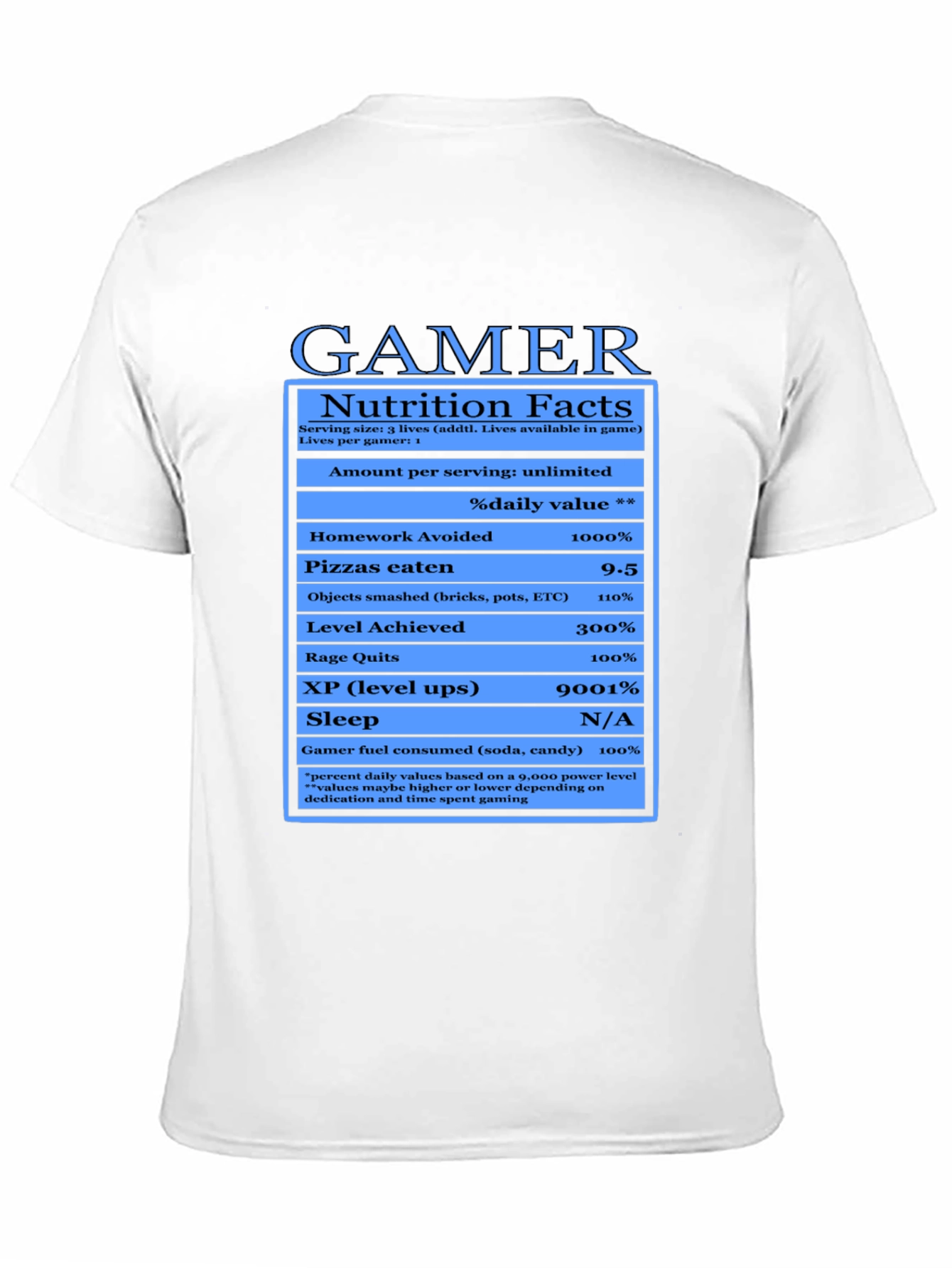 Gamer Nutrition Facts Black T-Shirt