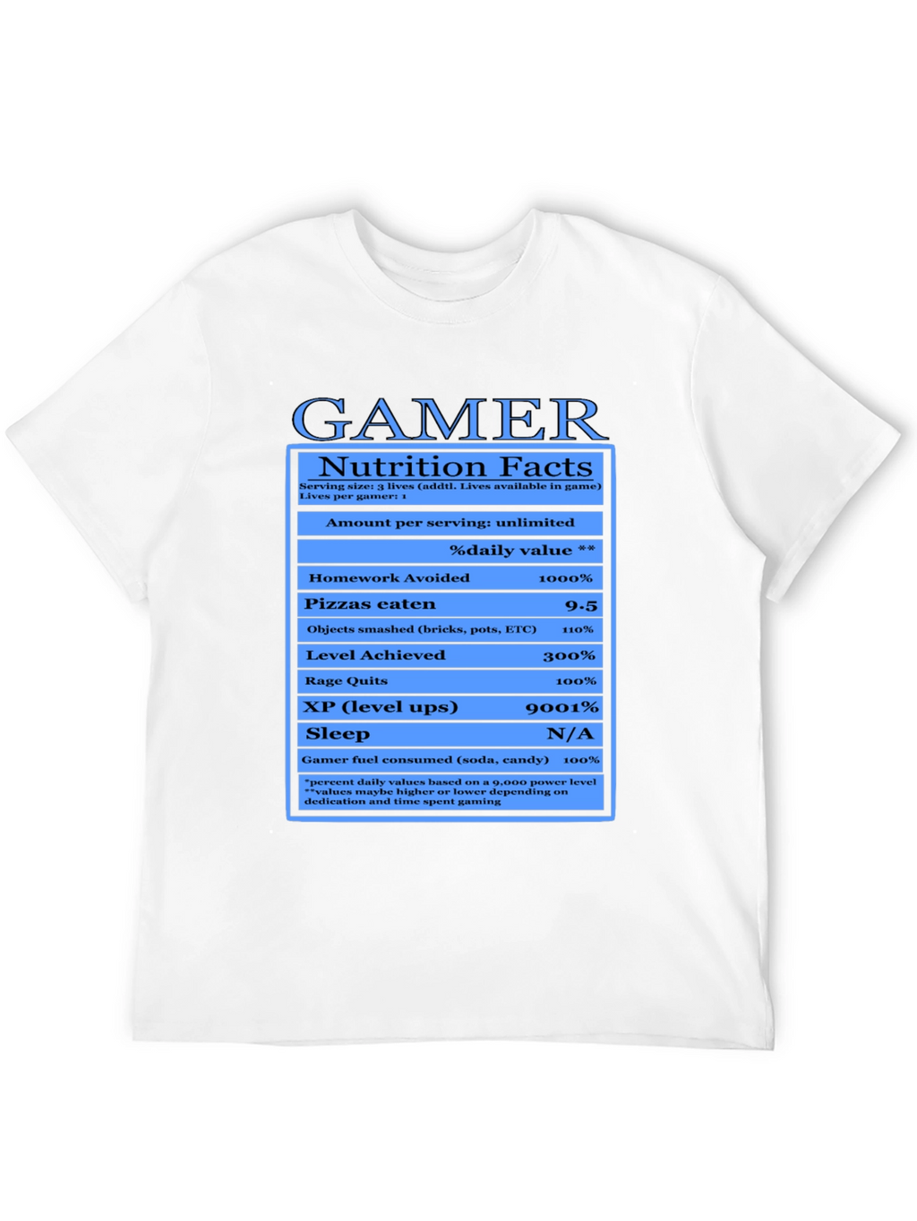 Gamer Nutrition Facts Black T-Shirt