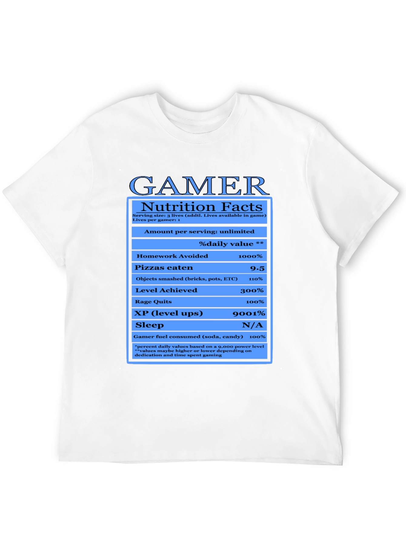 Gamer Nutrition Facts Black T-Shirt