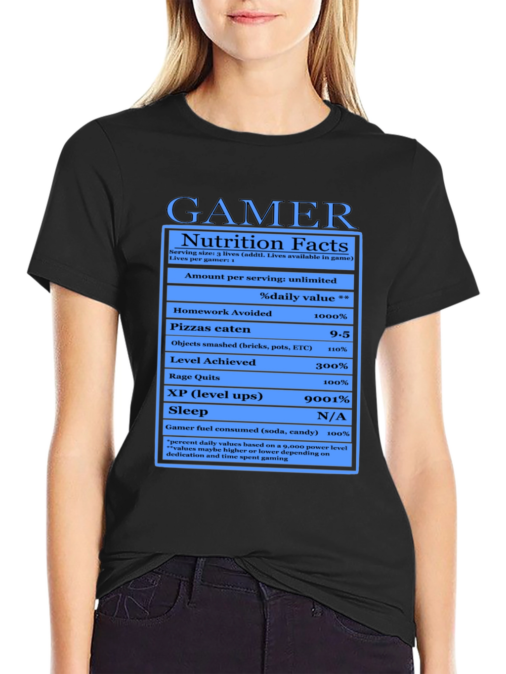 Gamer Nutrition Facts Black T-Shirt