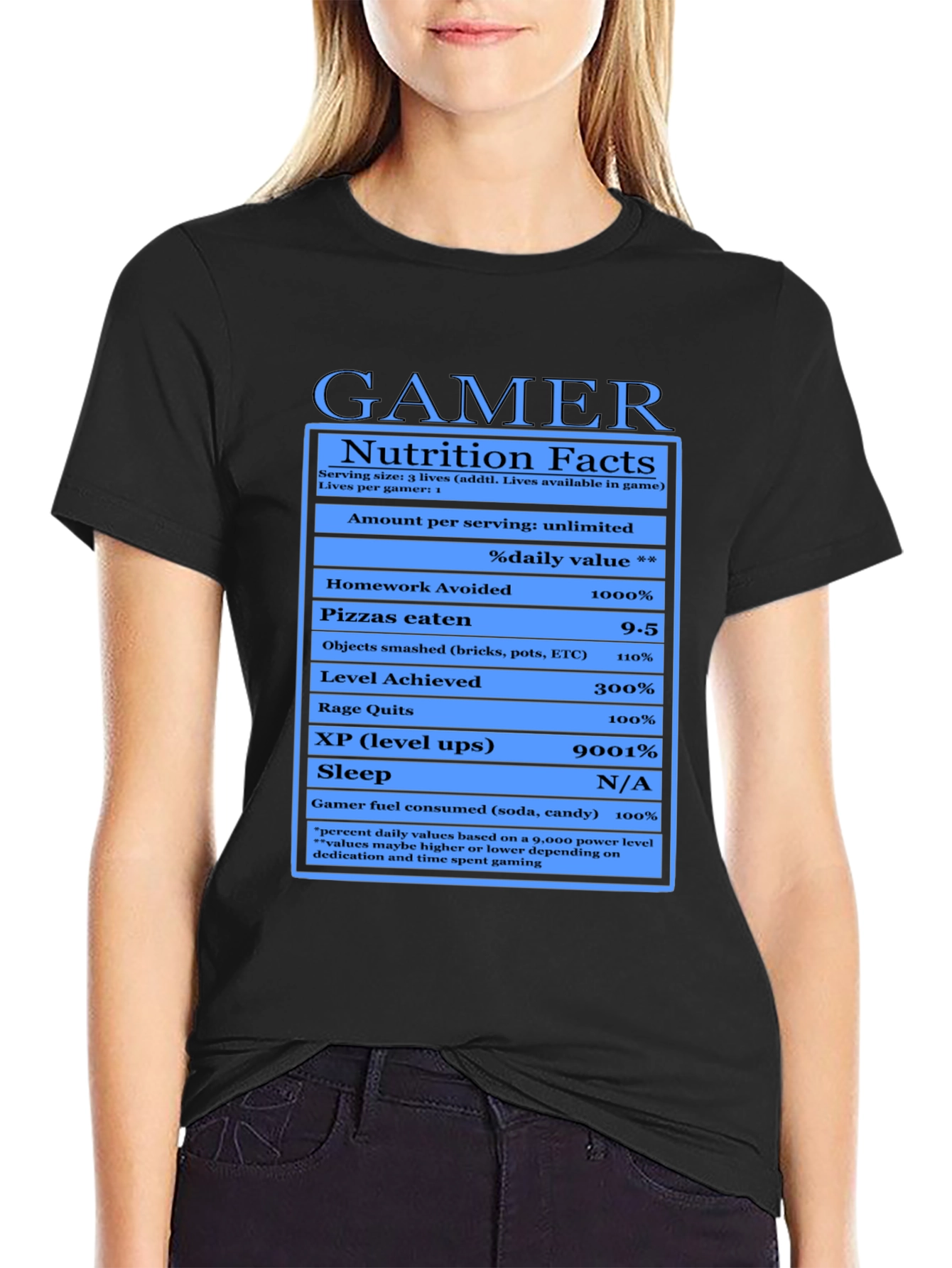 Gamer Nutrition Facts Black T-Shirt