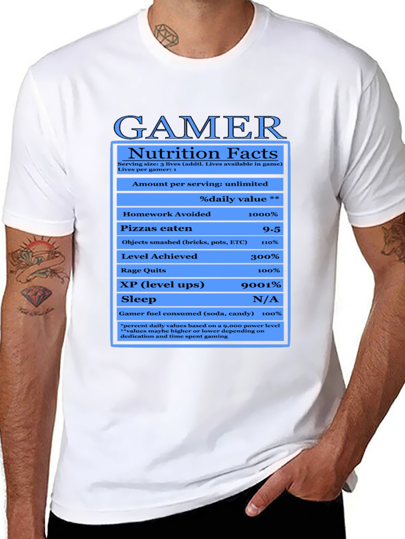 Gamer Nutrition Facts Black T-Shirt