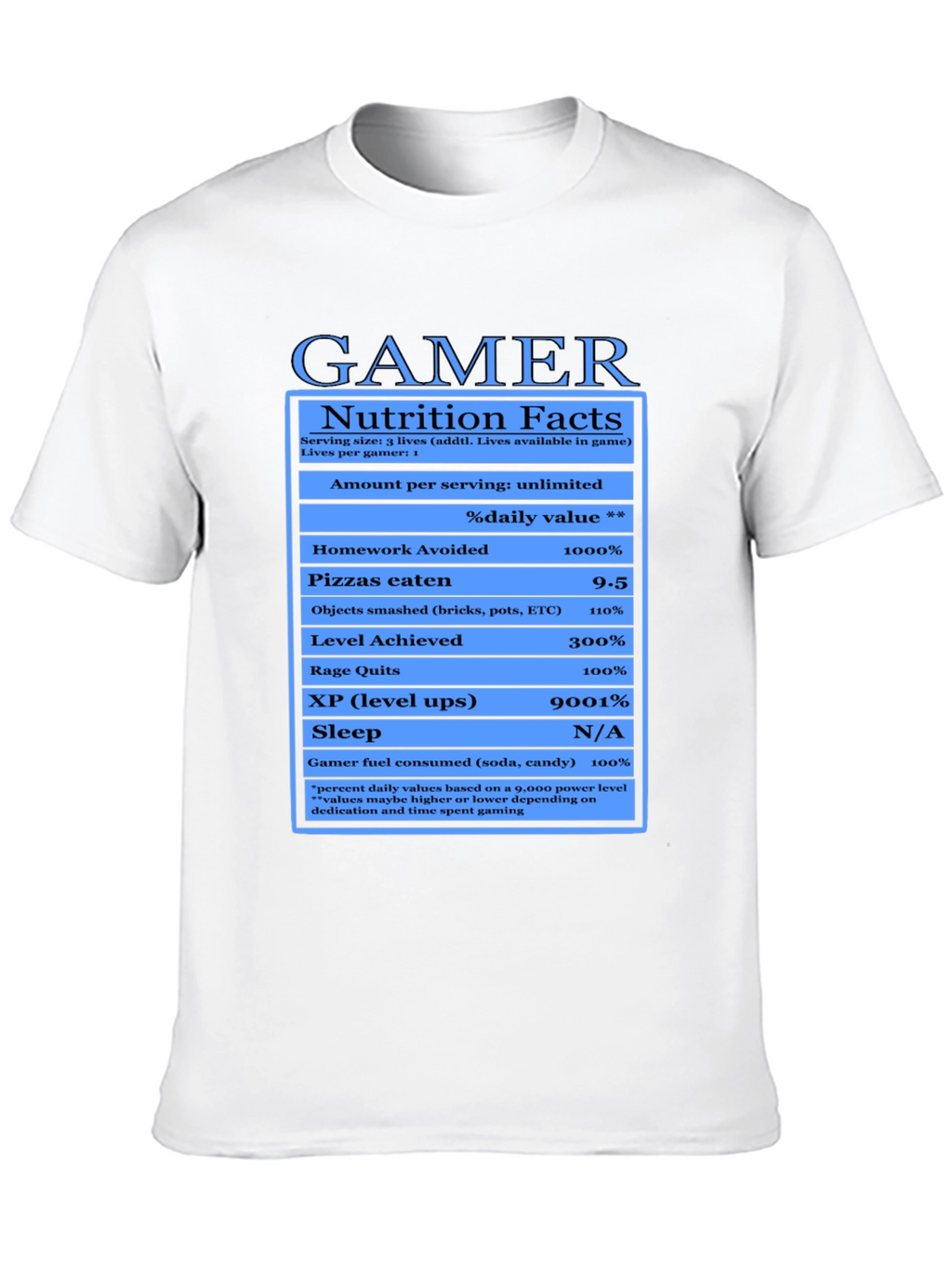 Gamer Nutrition Facts Black T-Shirt