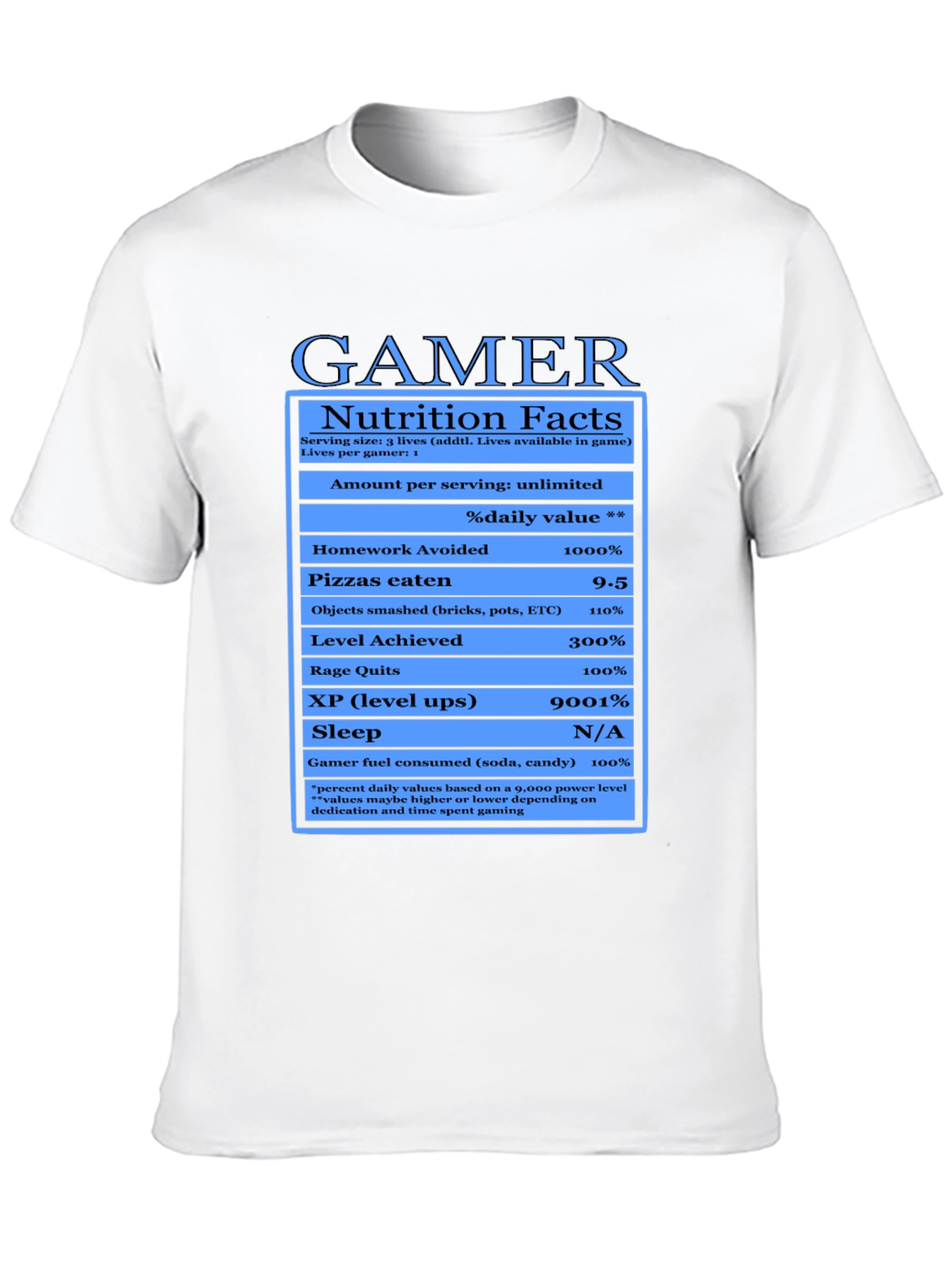 Gamer Nutrition Facts Black T-Shirt
