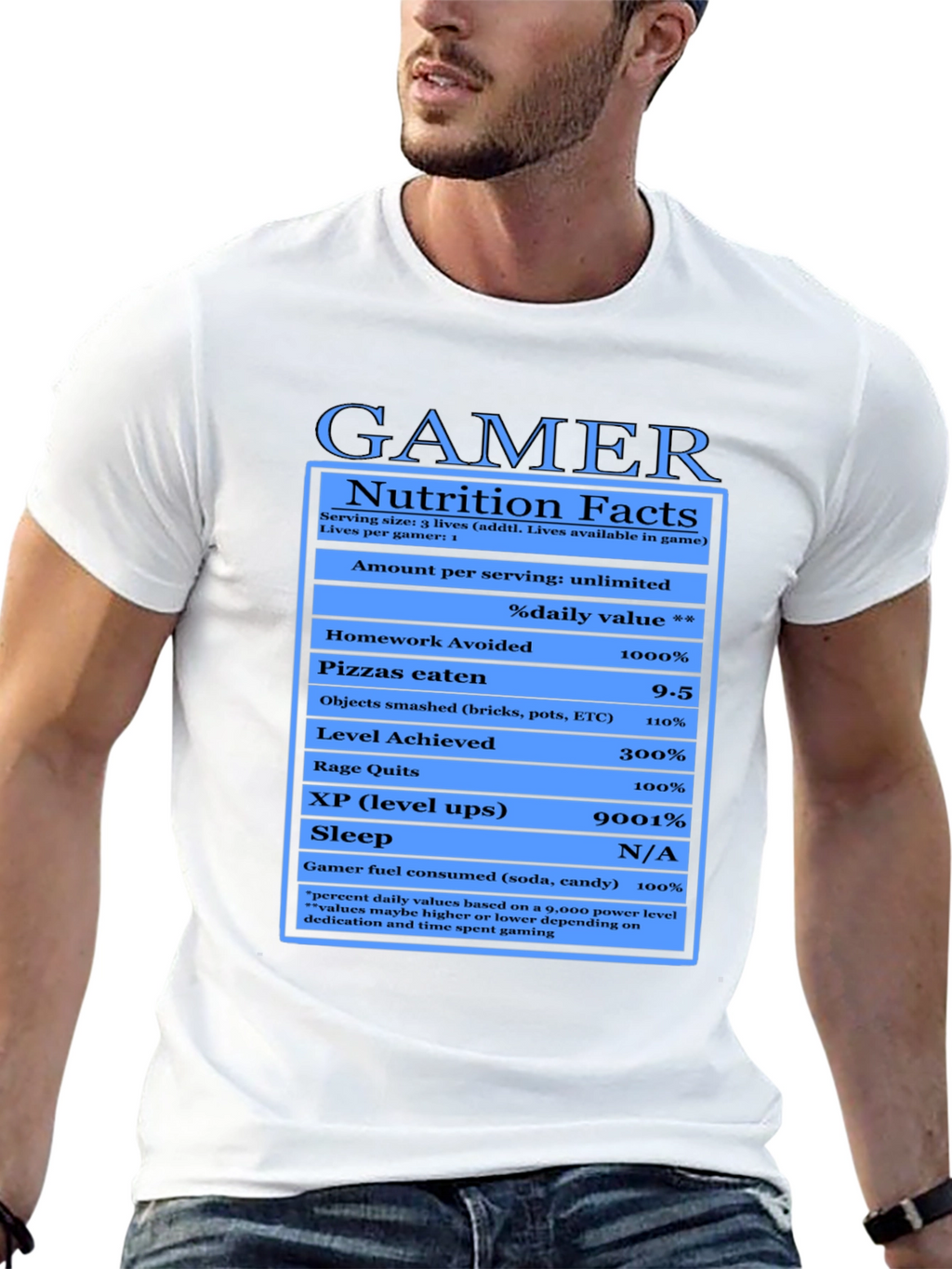 Gamer Nutrition Facts Black T-Shirt