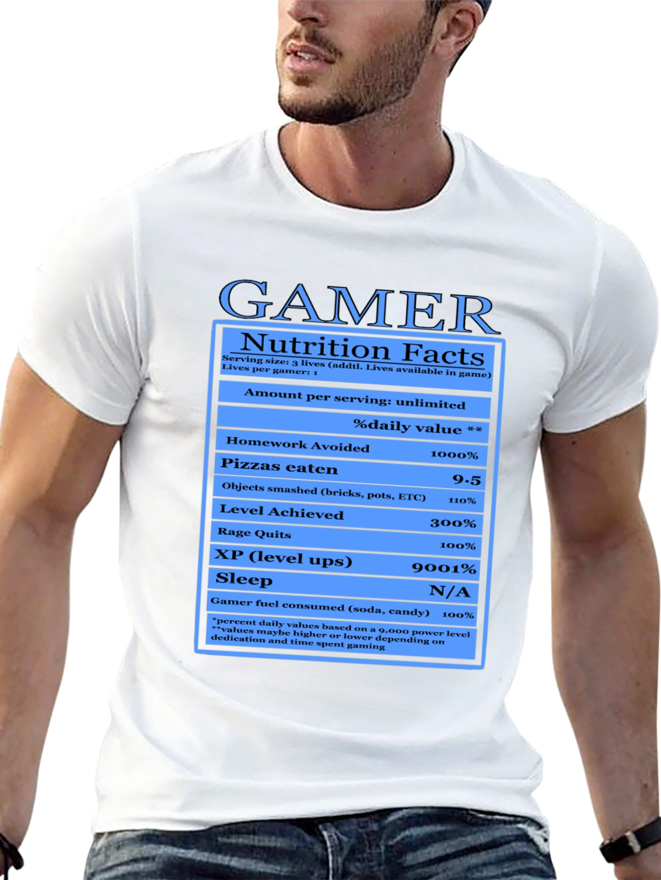 Gamer Nutrition Facts Black T-Shirt