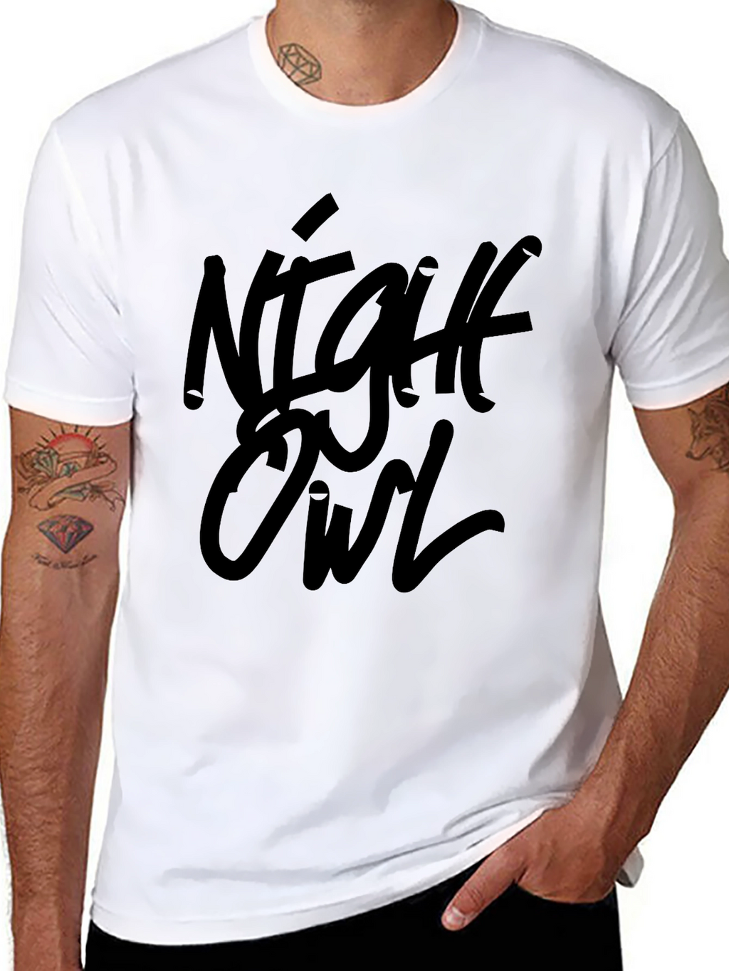 Night Owl Black Graphic Tee Casual Wear